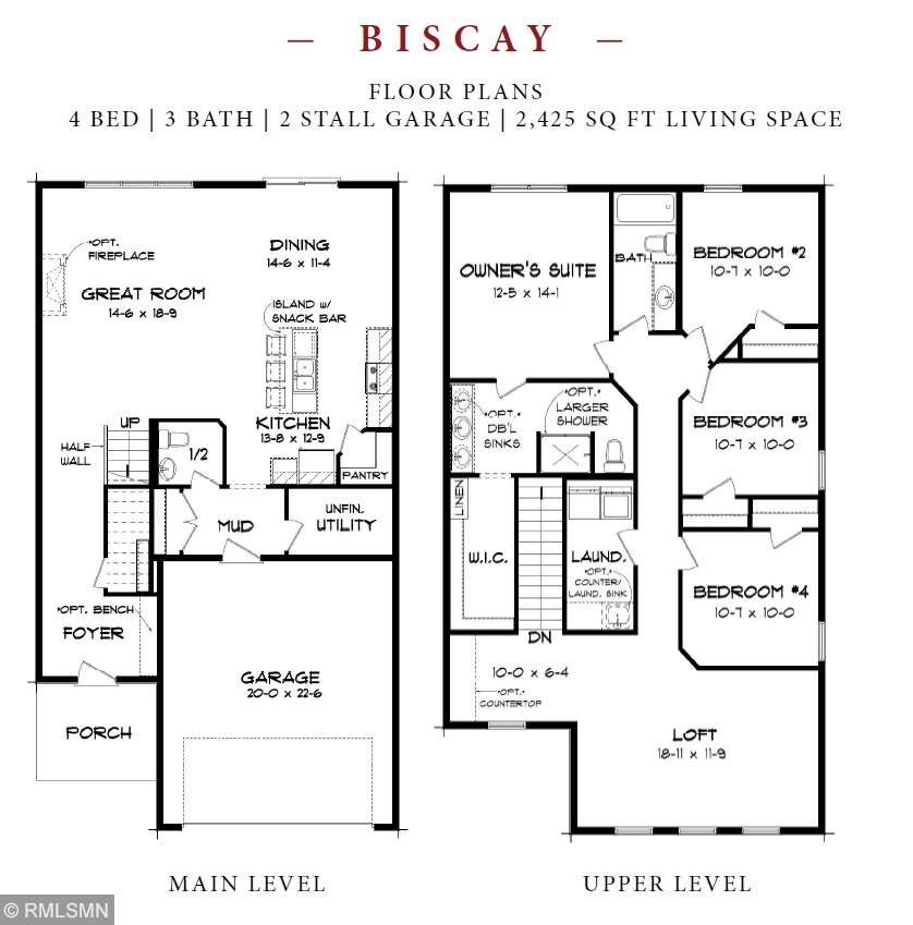 Biscay main and upper floorplan