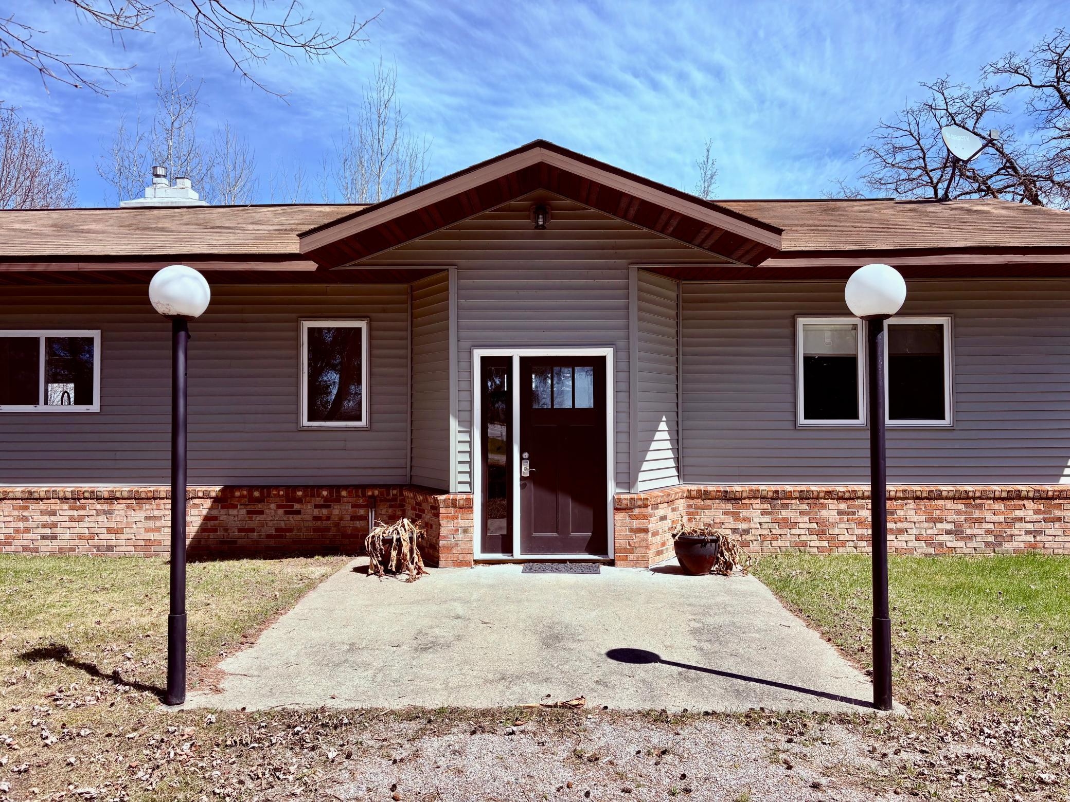 Large front patio with lights