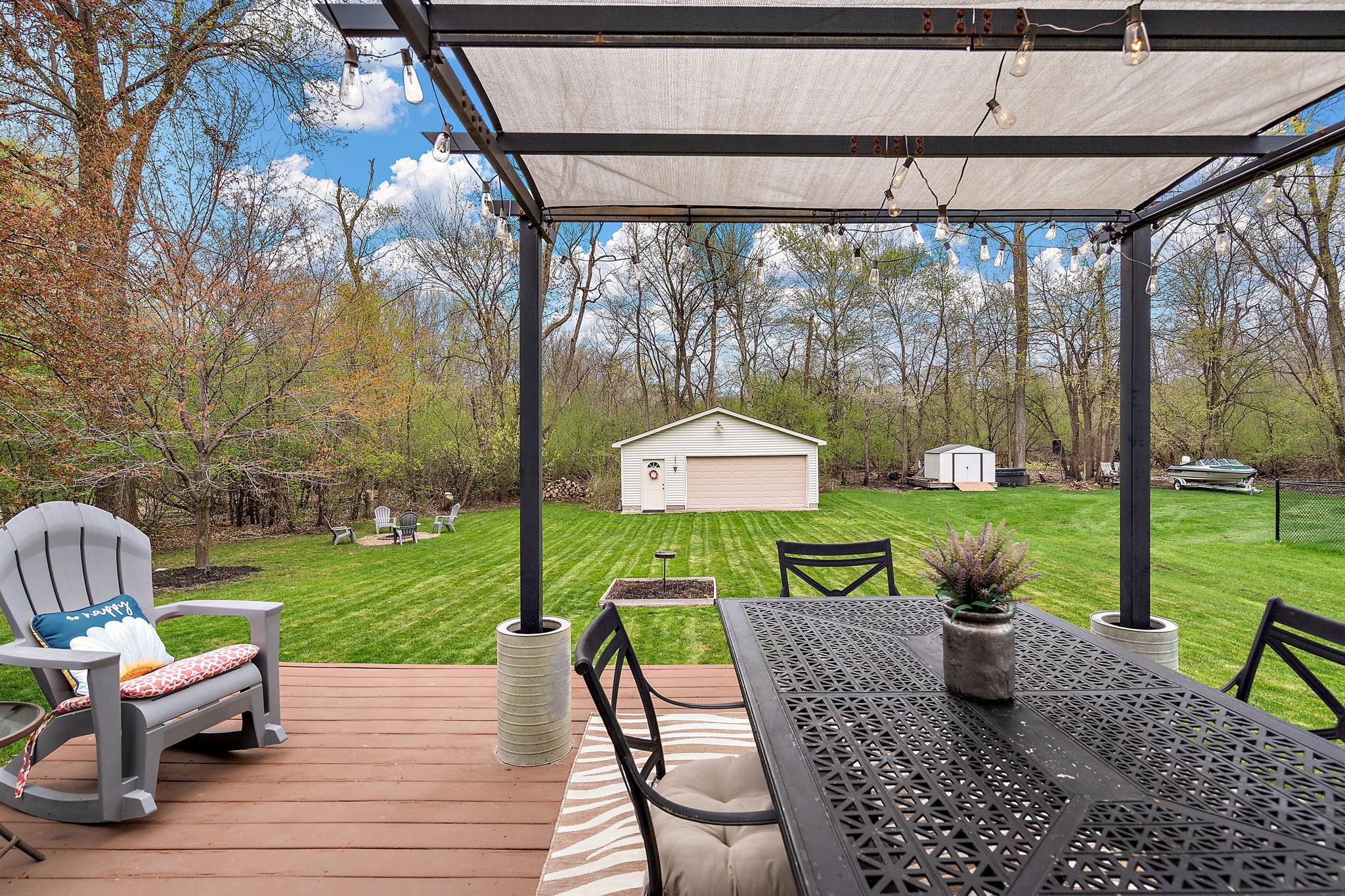 A view of the backyard from the deck.