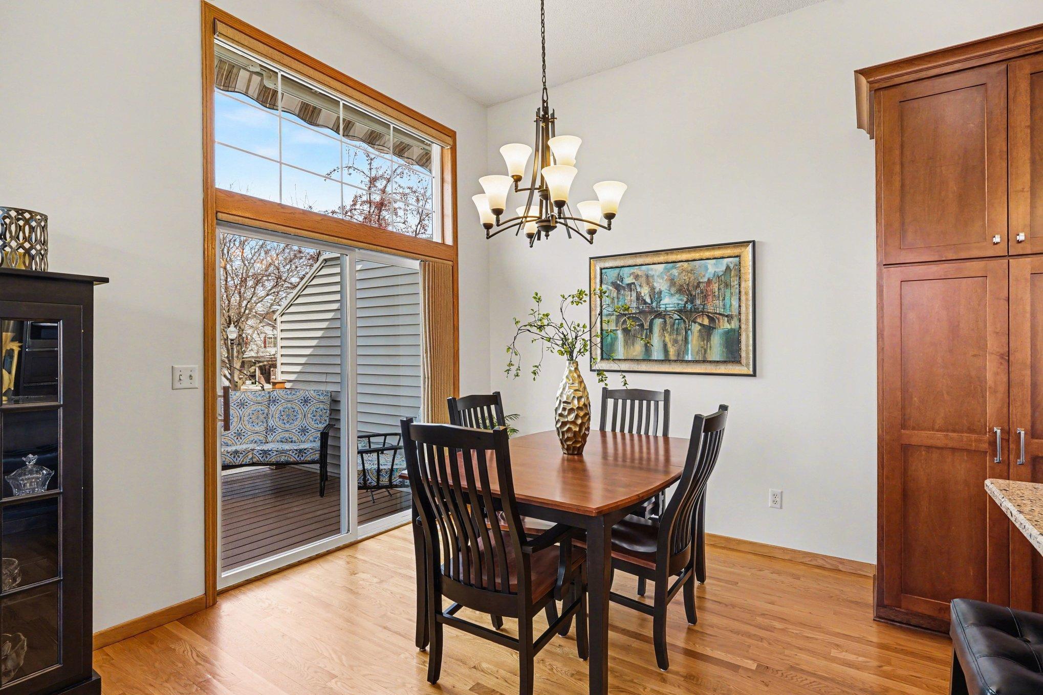 Access to the maintenance free deck is off the dining room.