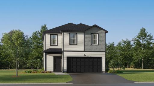 (Exterior rendering, actual home's finishes will vary.)