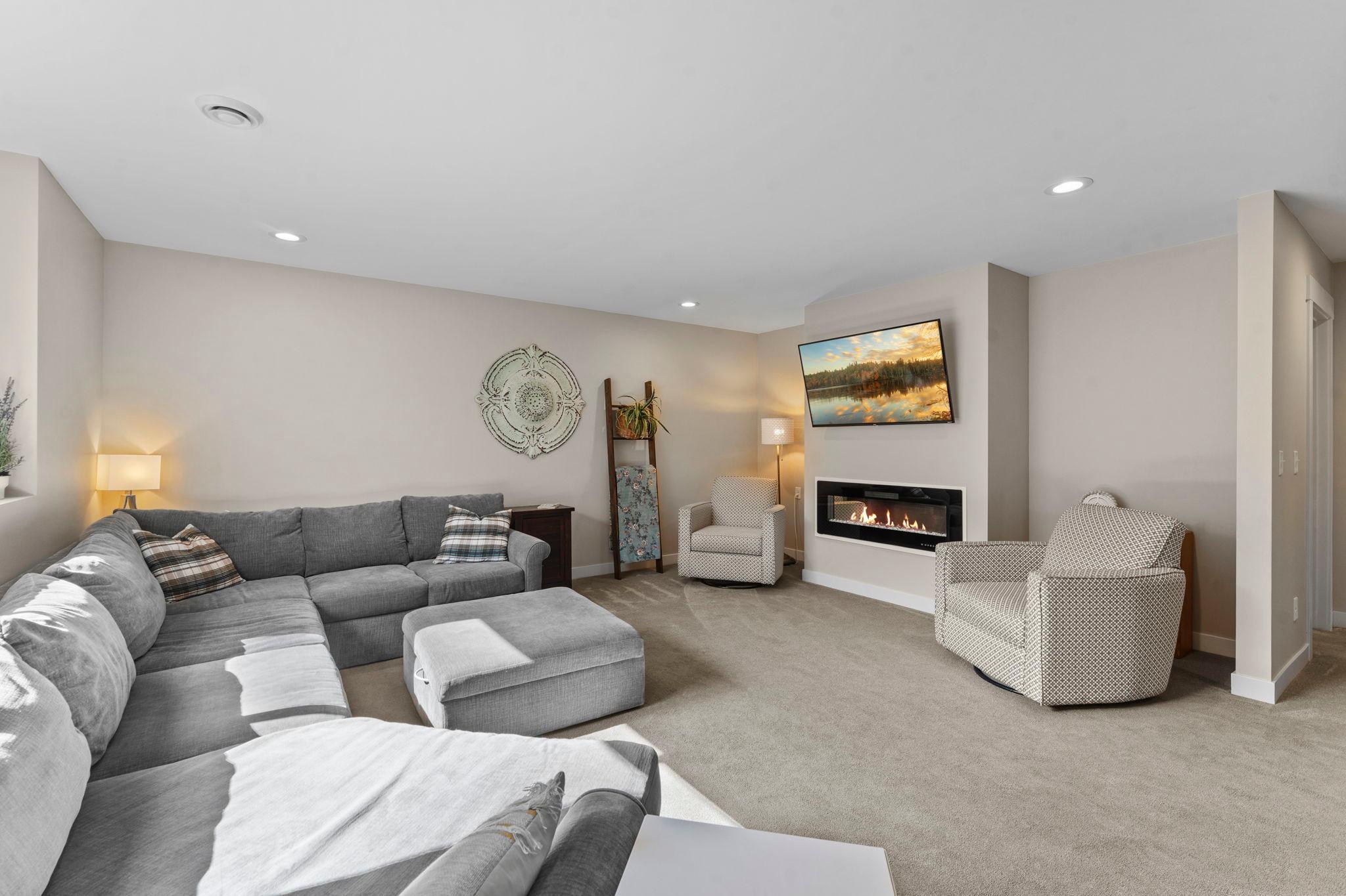 Electric fireplace in family room