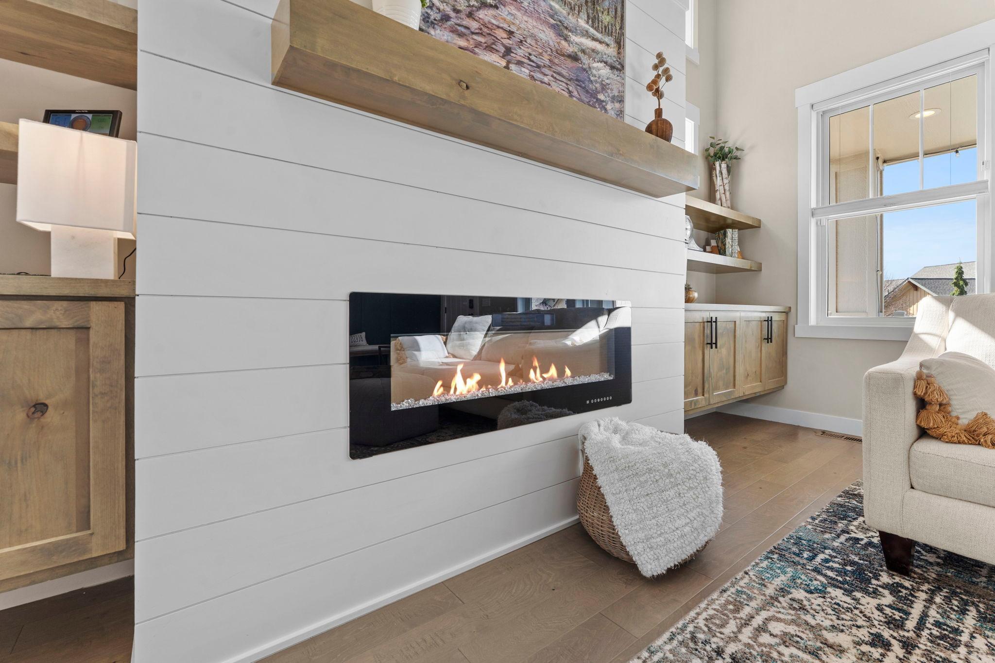 Electric fireplace in living room
