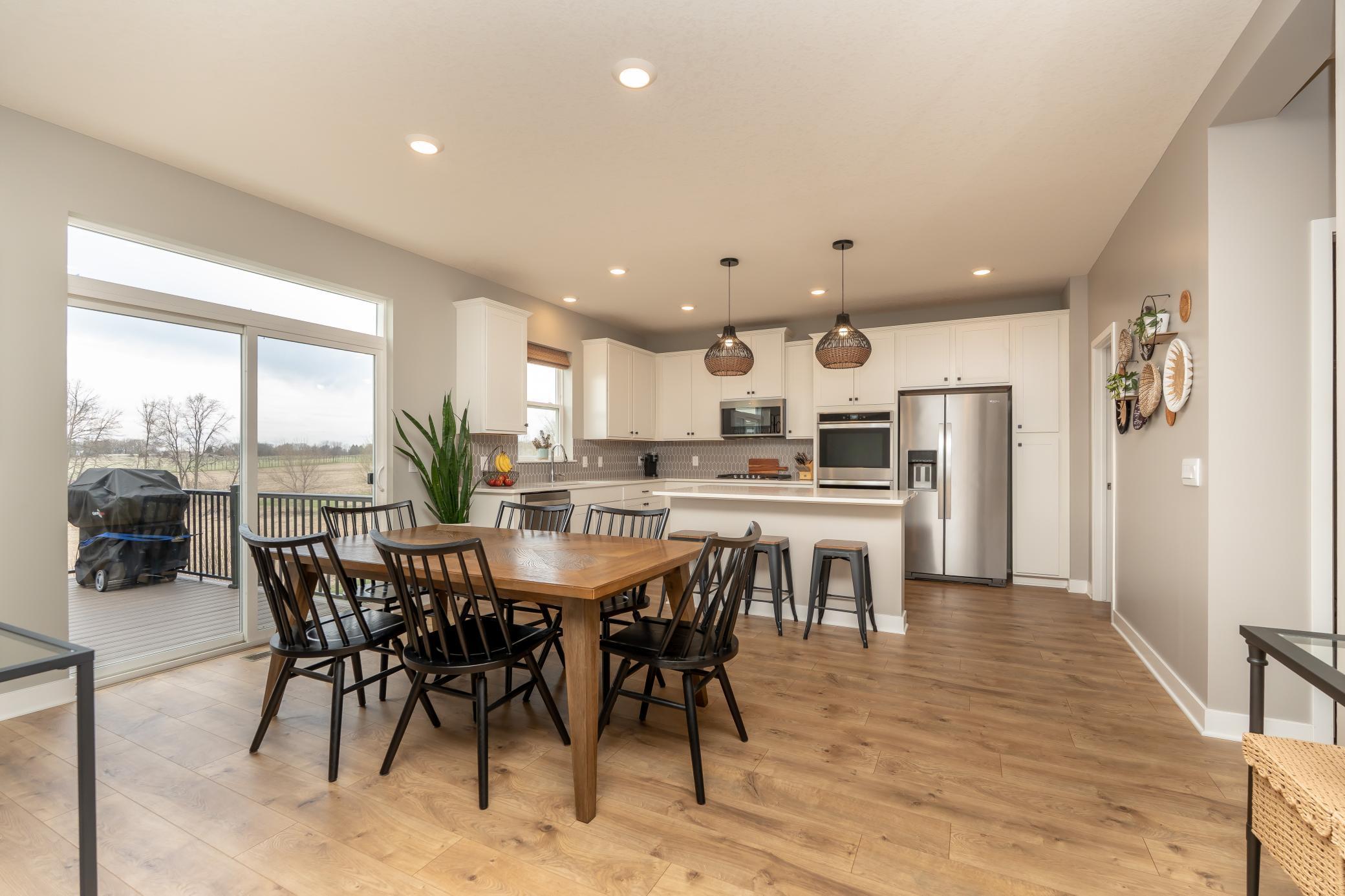 Great dining space with views out to the wetlands and onto your deck