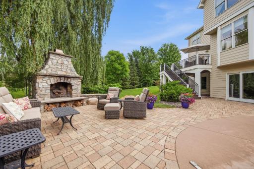 Custom outdoor fireplace with aromatic logs