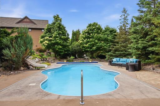 Gather on the wide steps across the entire pool