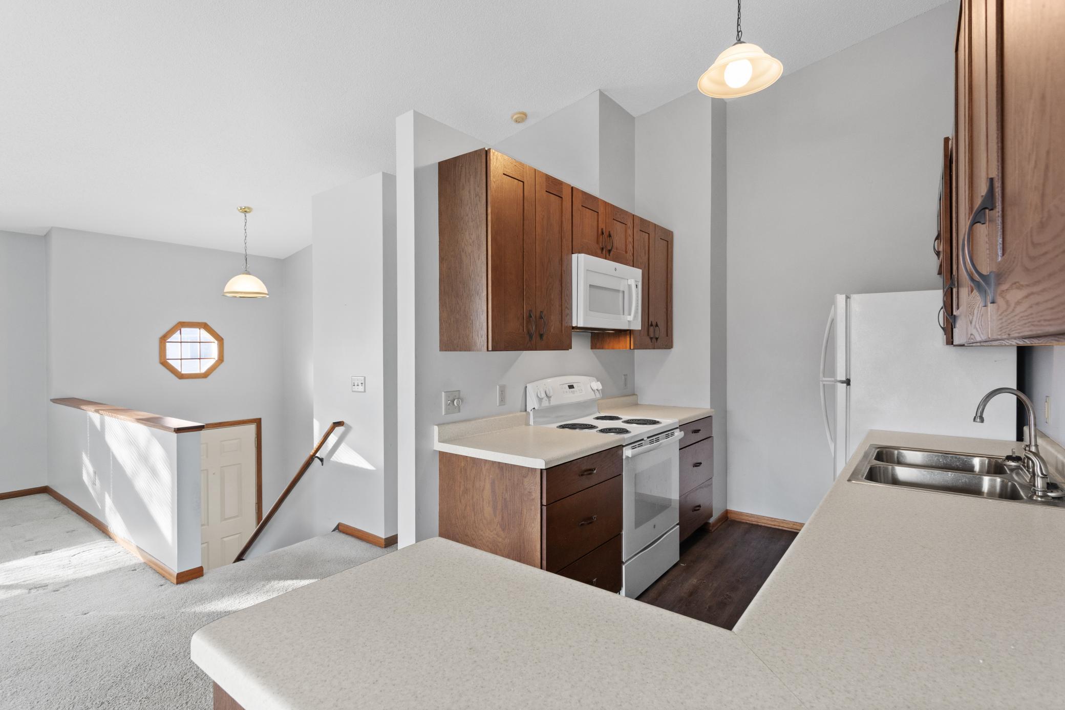 Main level: kitchen with new LVP