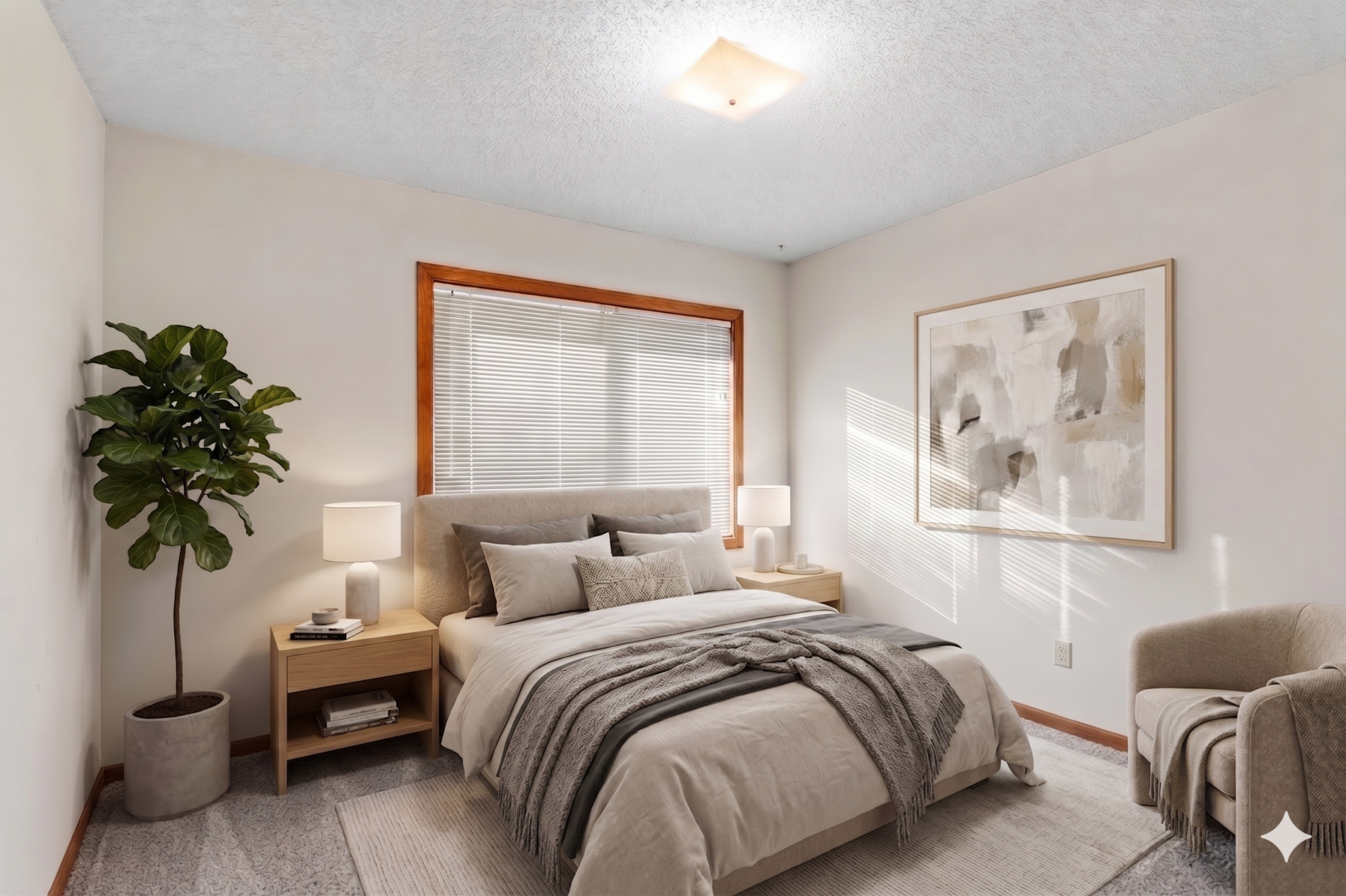 Main level: bedroom 1 (virtually staged)