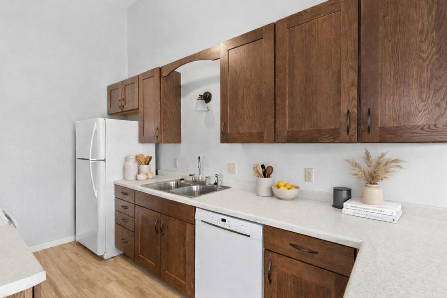 Main level: kitchen with new LVP