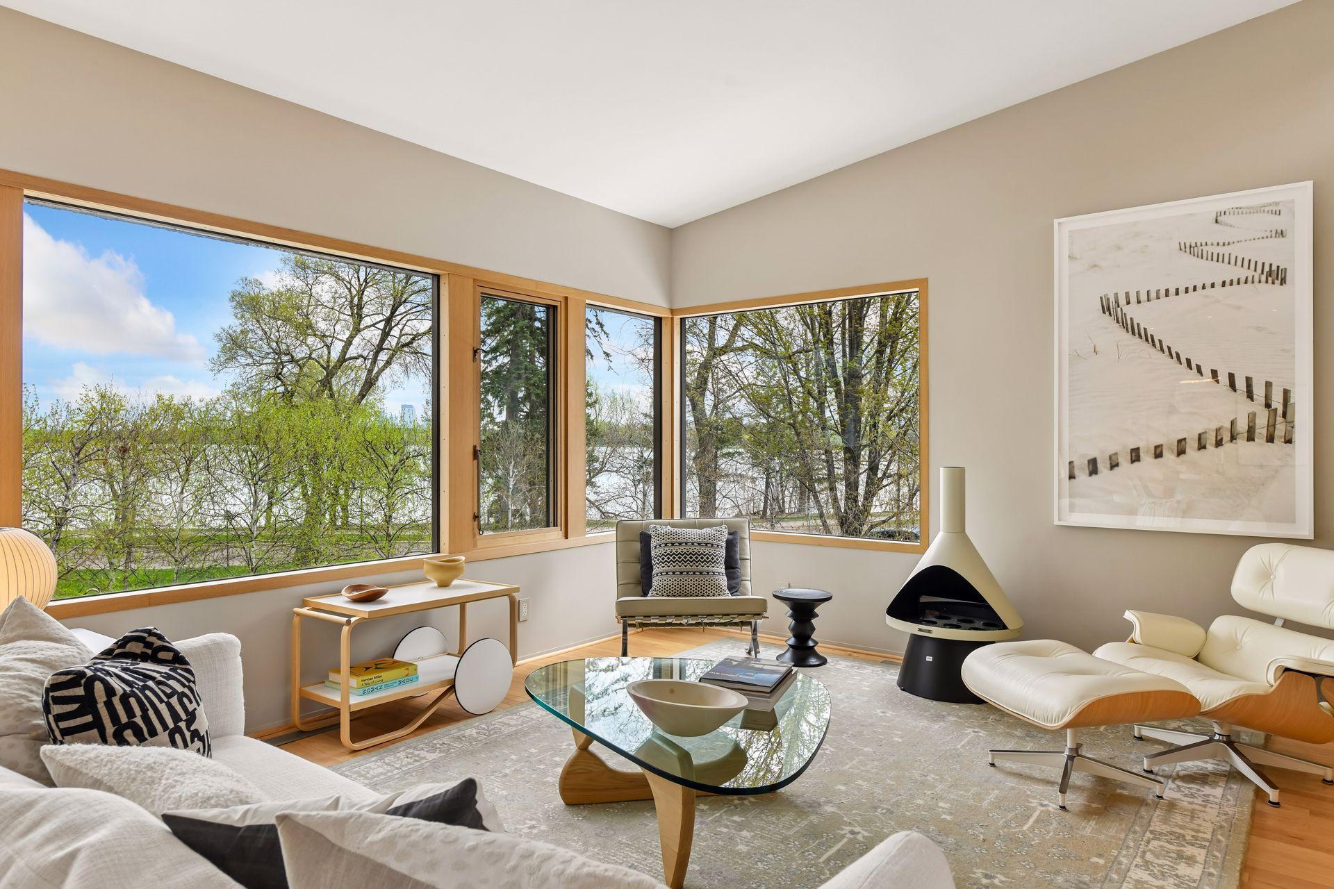 Extraordinary views of Bde Maka Ska and Minneapolis skyline.