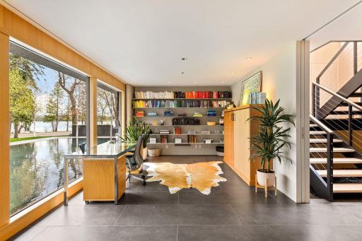 Office space has a murphy bed perfect for guests.