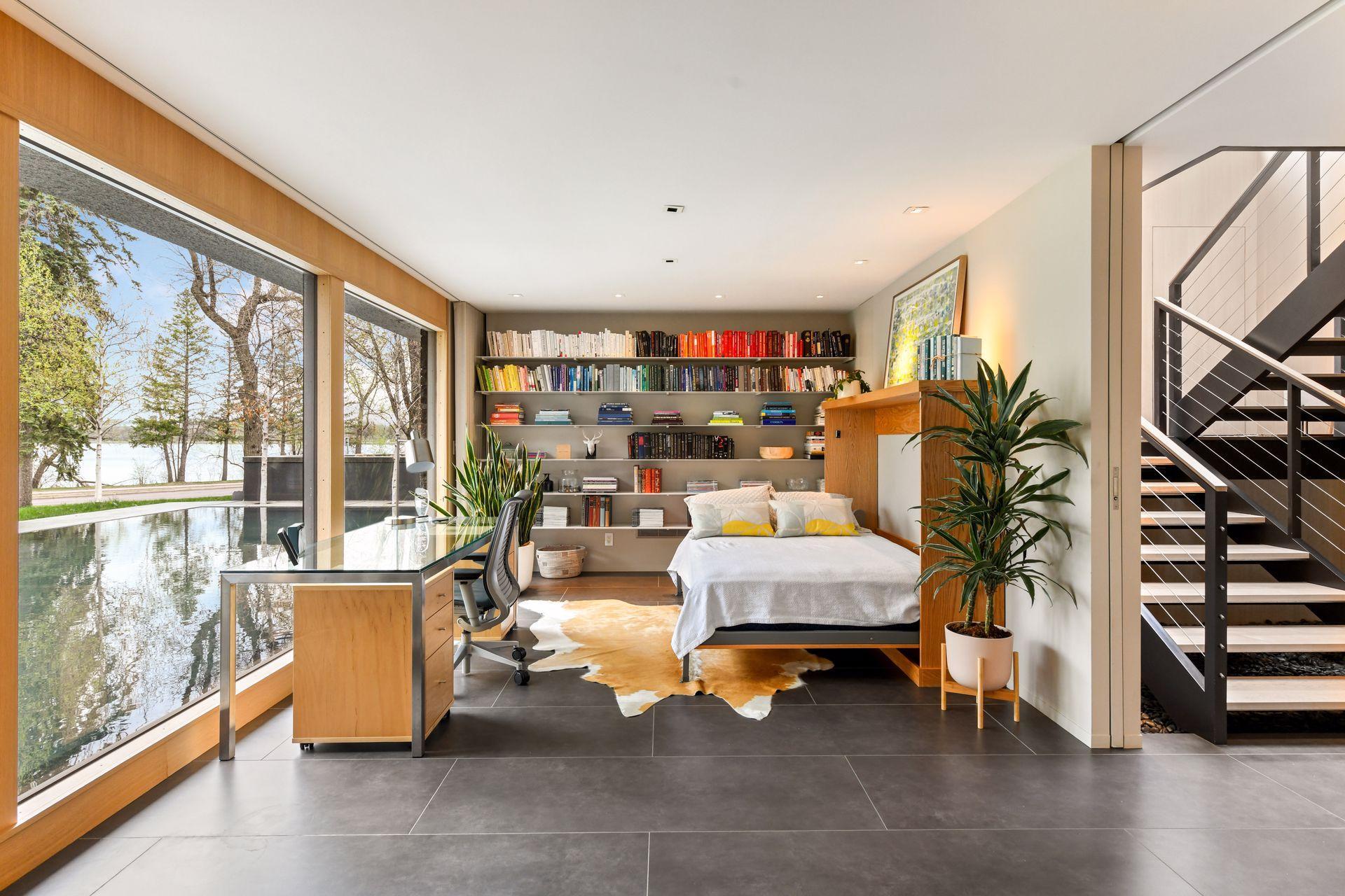 Office space has a murphy bed perfect for guests.