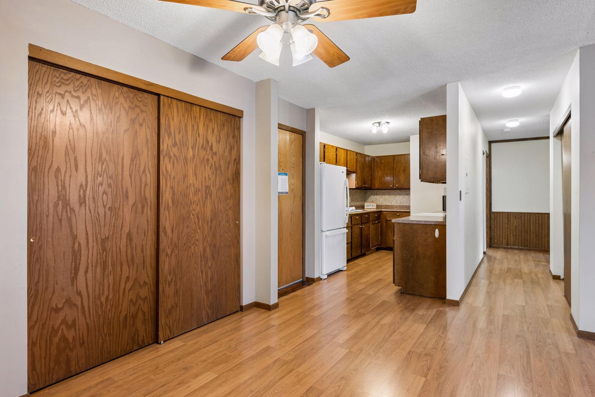 This home offers an abundance of in-unit storage. This closet is on the dining room wall.
