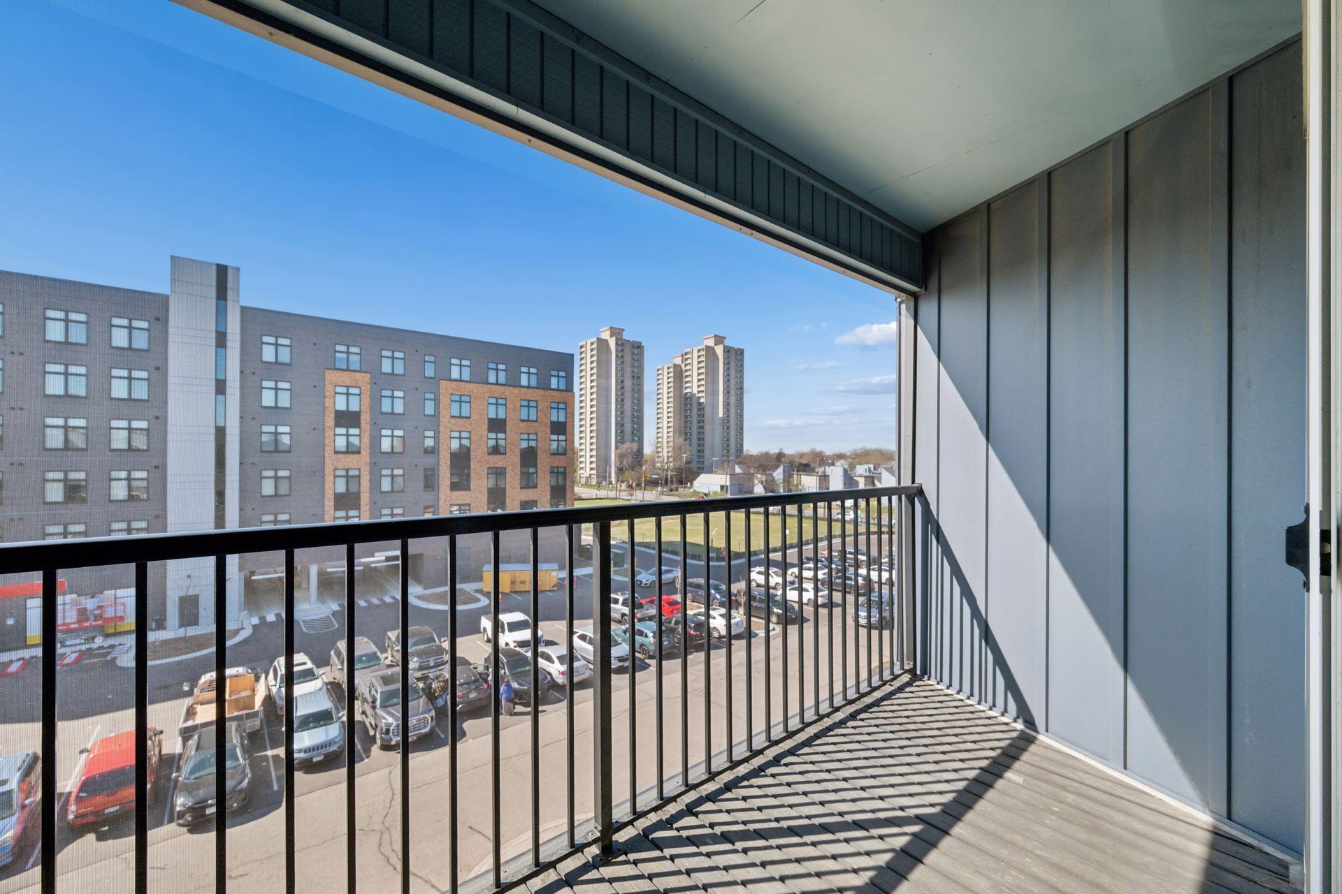 South facing balcony is screened in and is a good size for table and chairs.