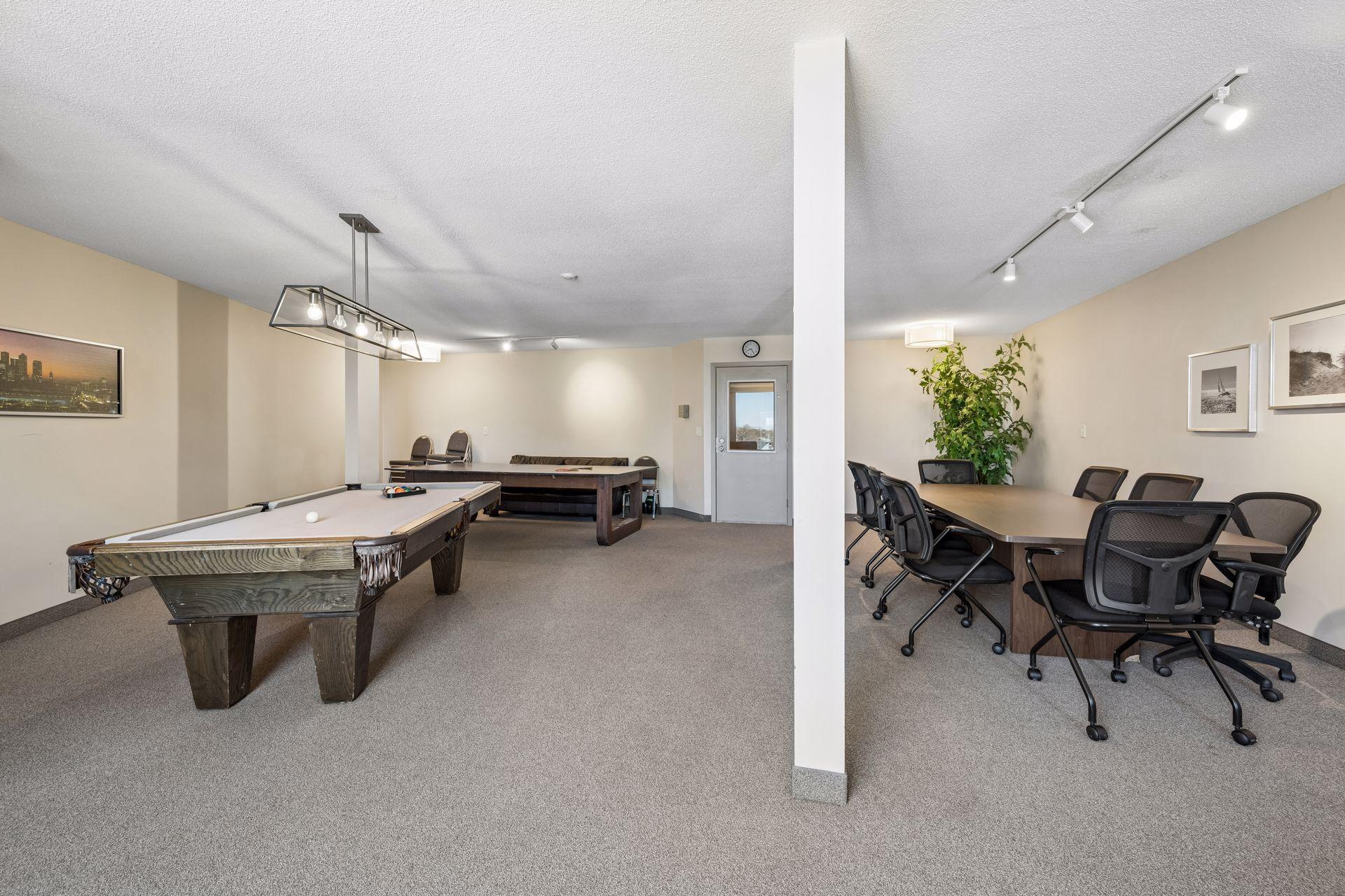 Large table can be used for group meetings.