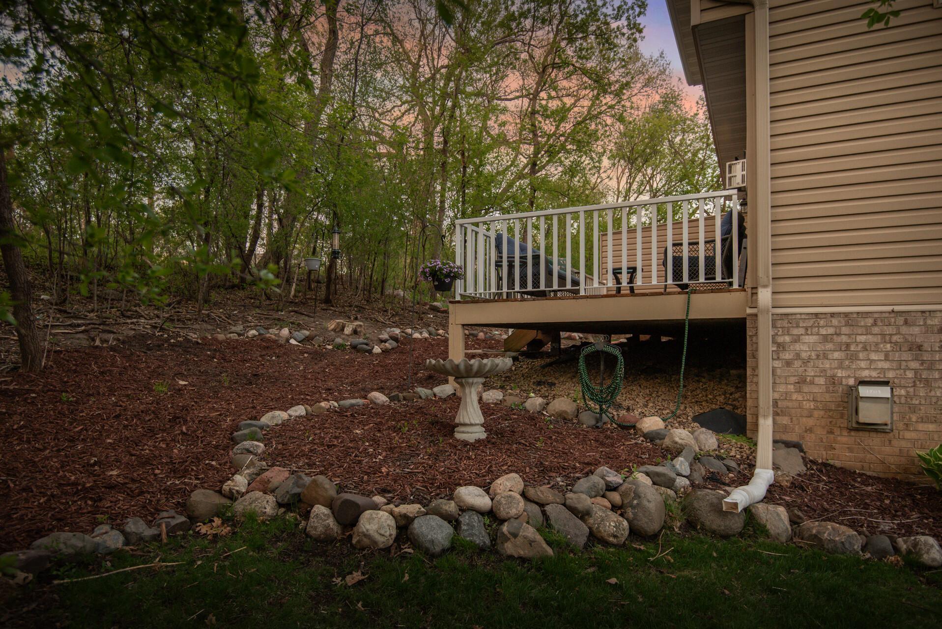 Tree lined backyard offer privacy
