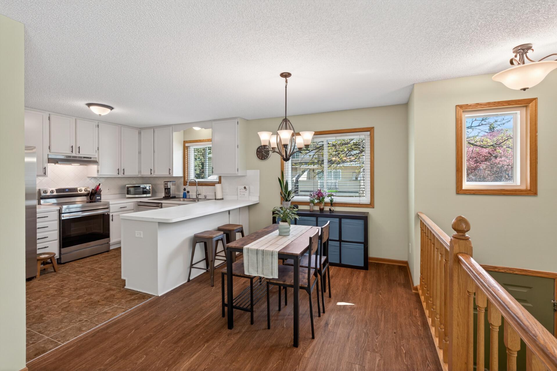 Enameled cabinets.