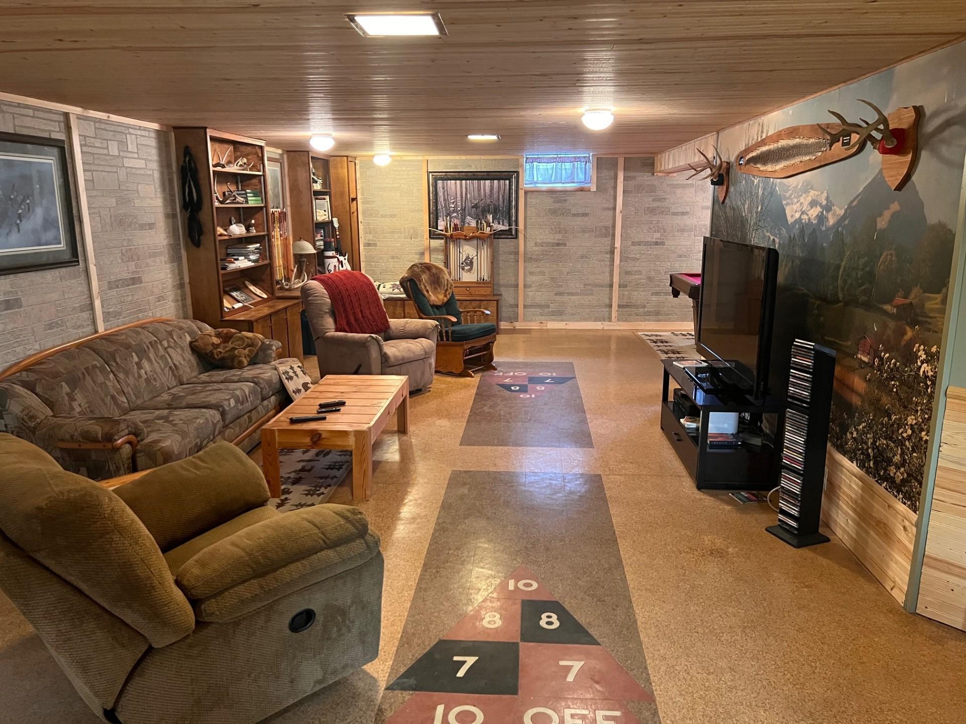 Family room - built in shuffle board