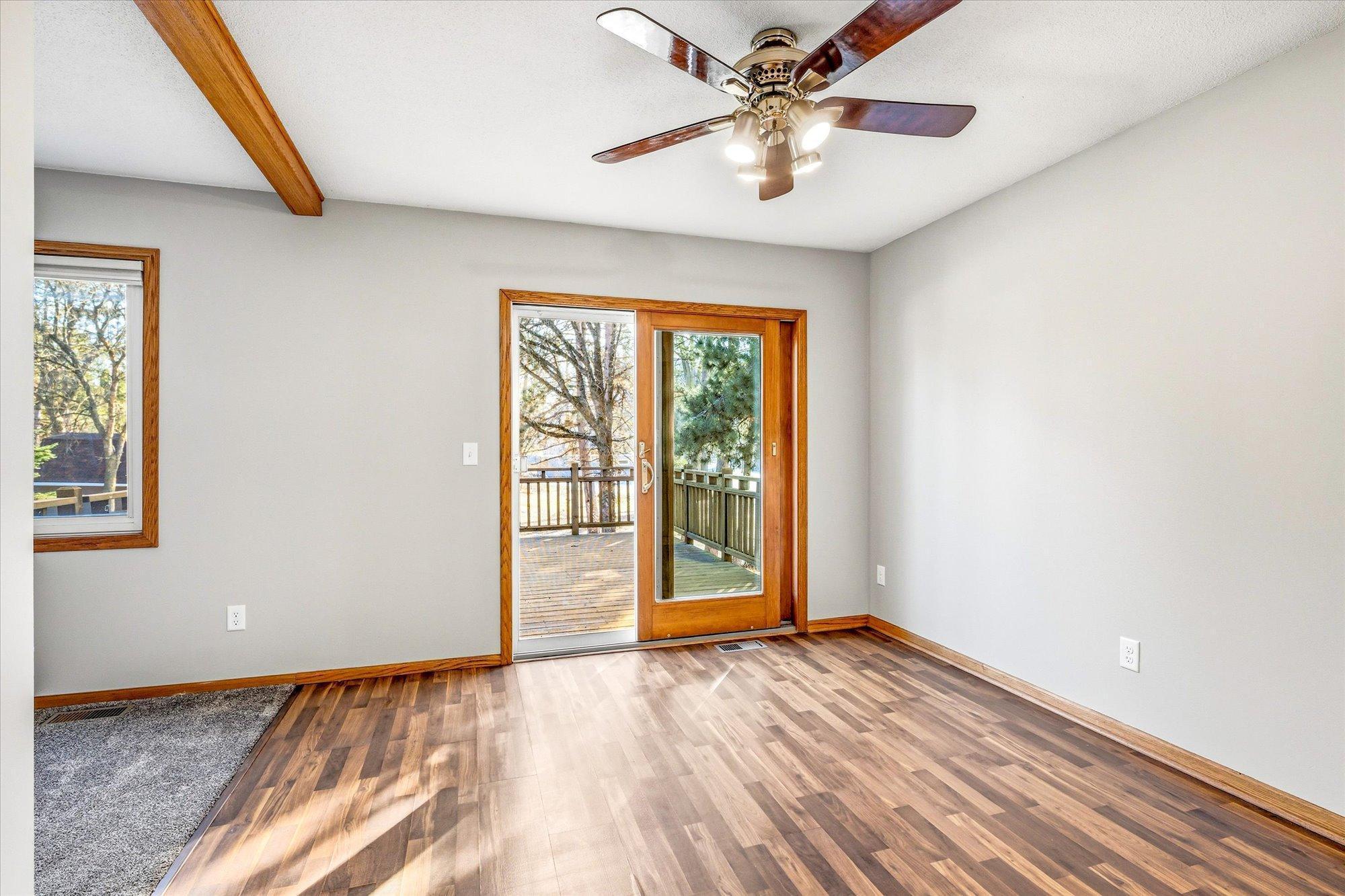 Walk out to a Cedar deck- Great for BBQ or enjoying the outdoors