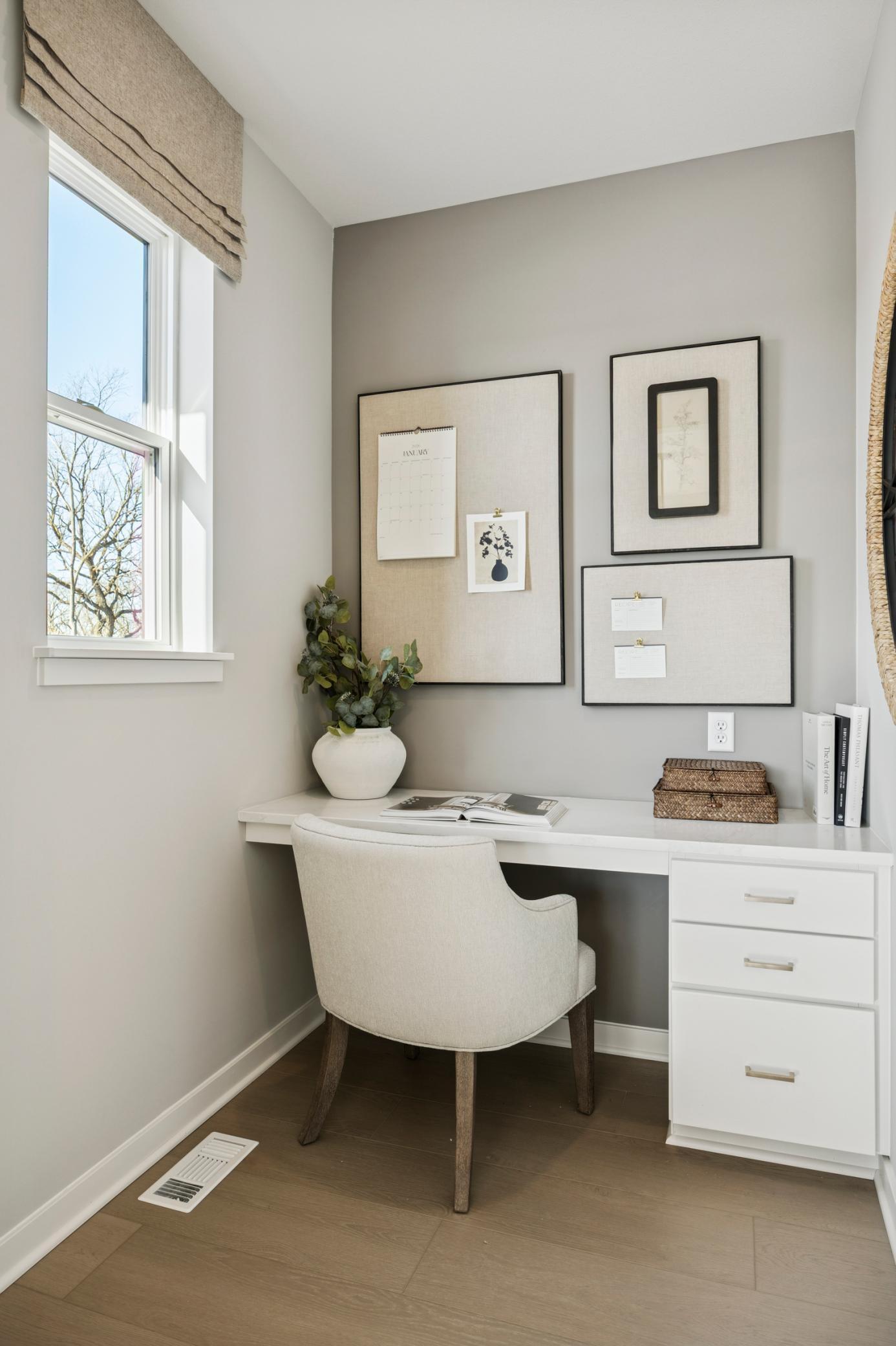 Compact and efficient mini office space thoughtfully designed to maximize productivity in a cozy nook, perfect for remote work or managing daily tasks.