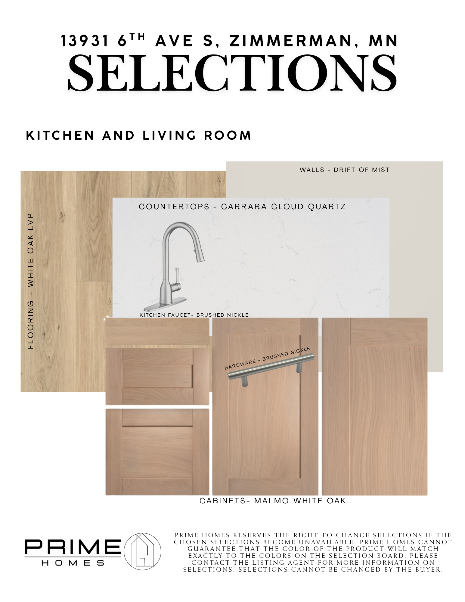 Interior Selections - Kitchen and Living Room