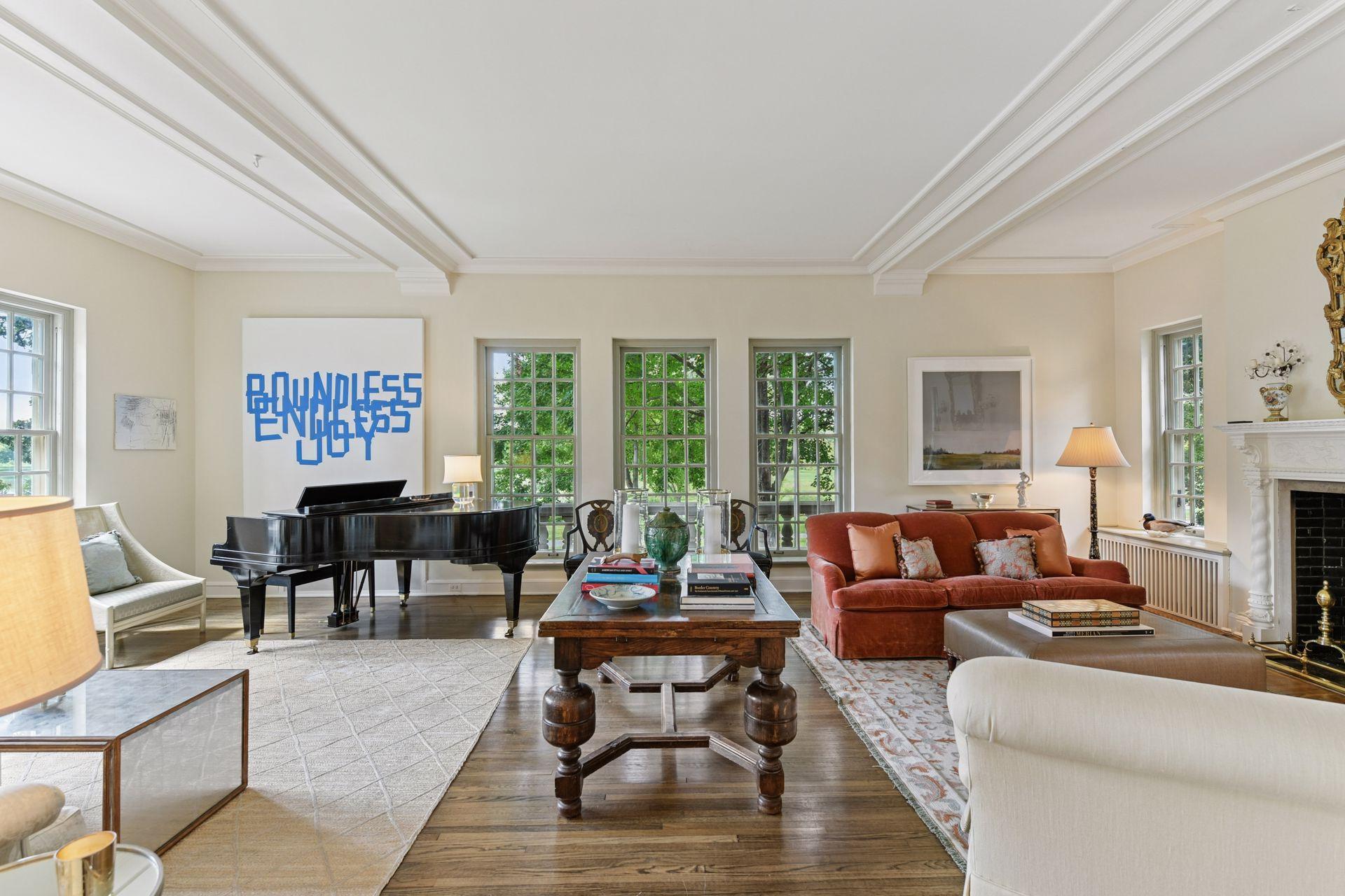 Living room with windows are south & west side