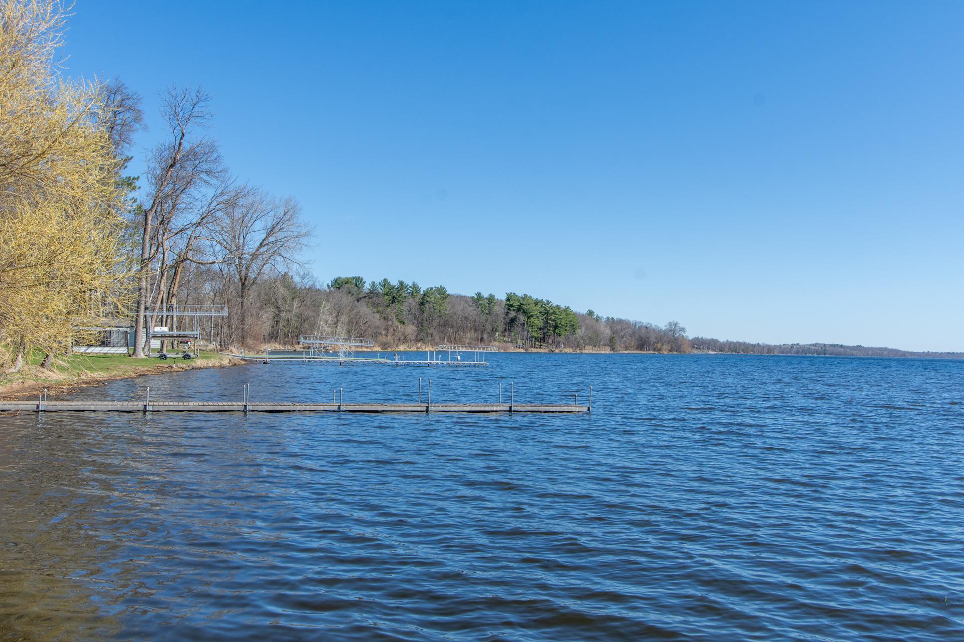 Step right into lake life with easy access from shoreline to dock.