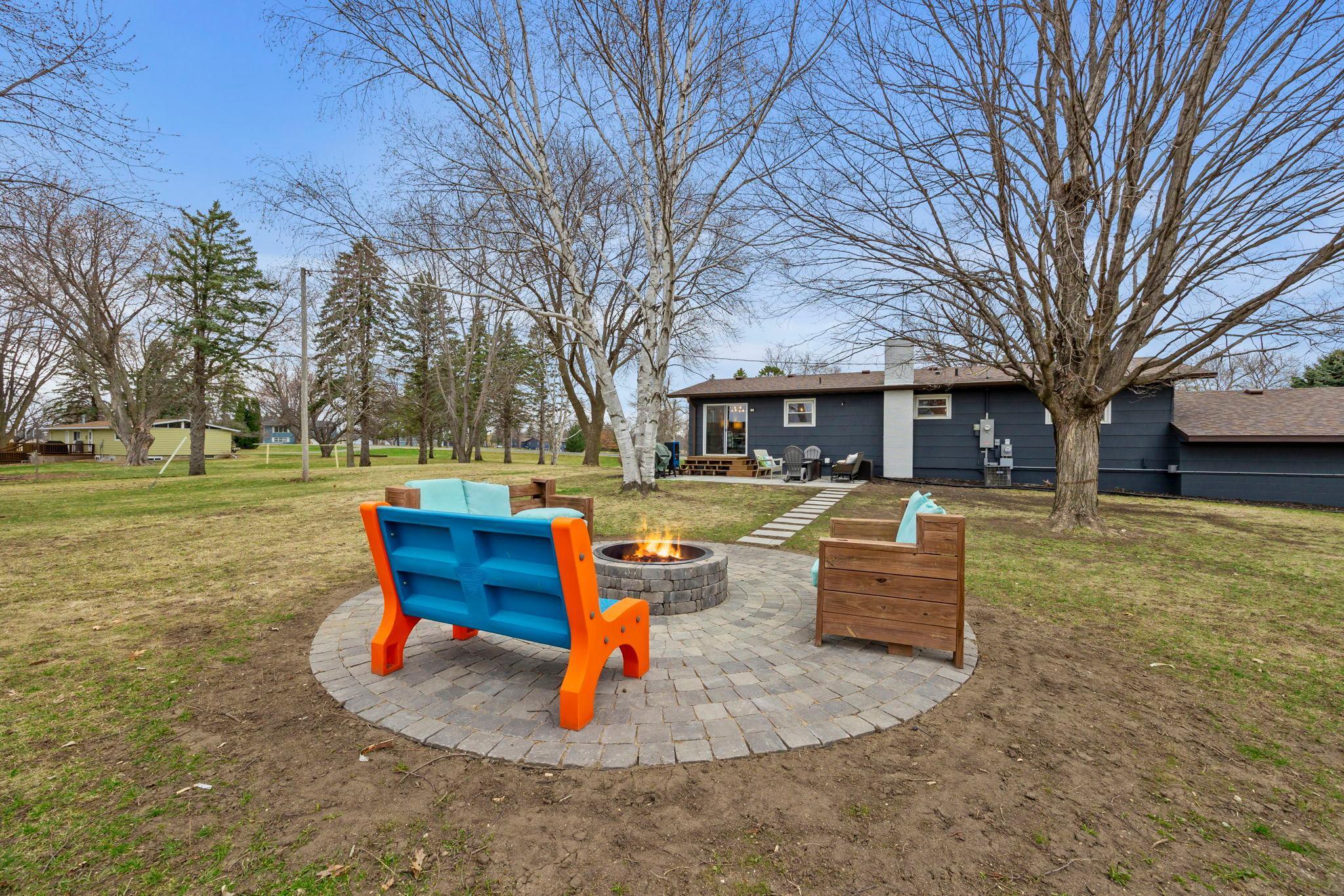 Newly completed firepit, perfect for relaxing and enjoying smores!