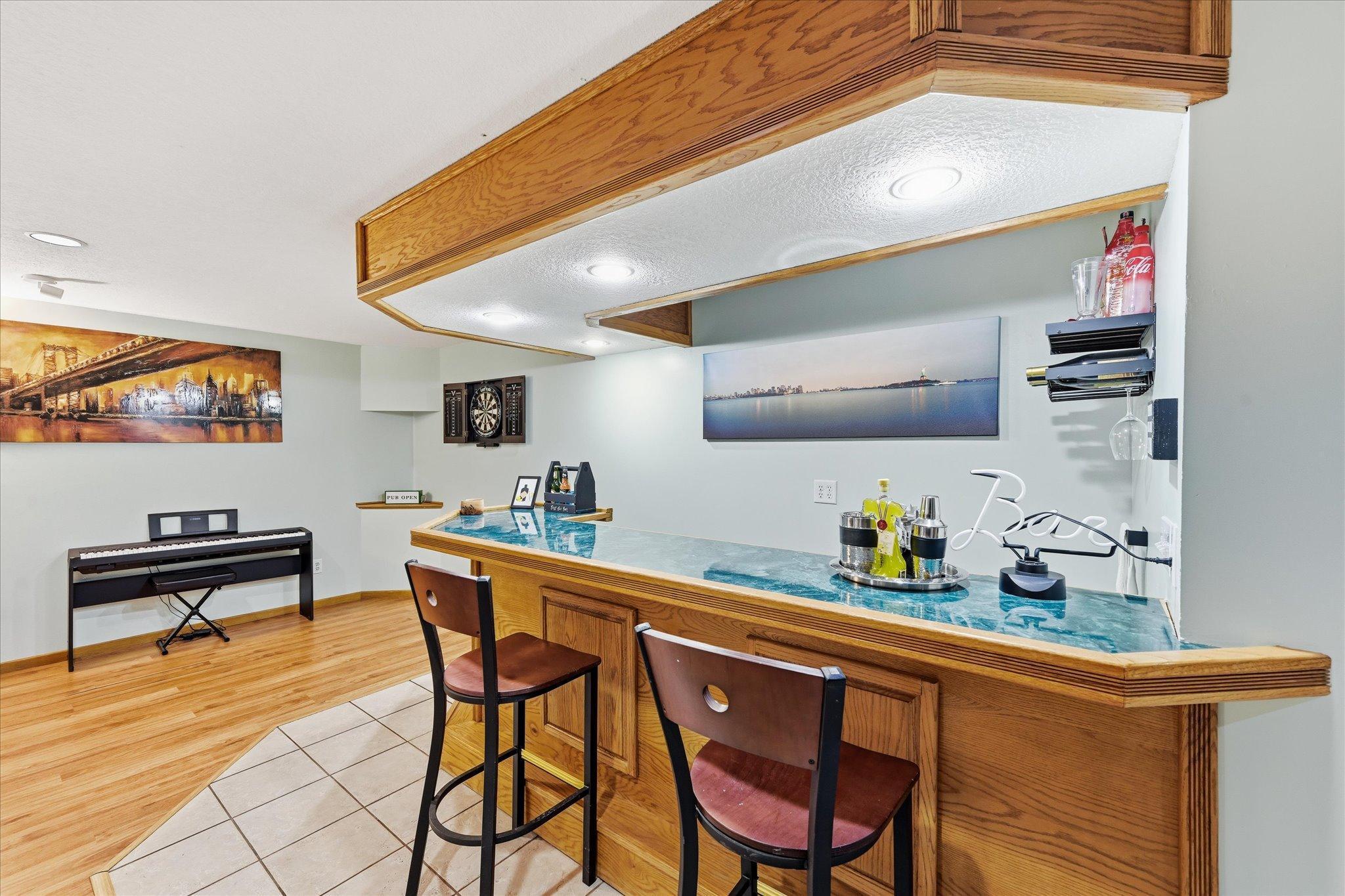 Lower level built in bar