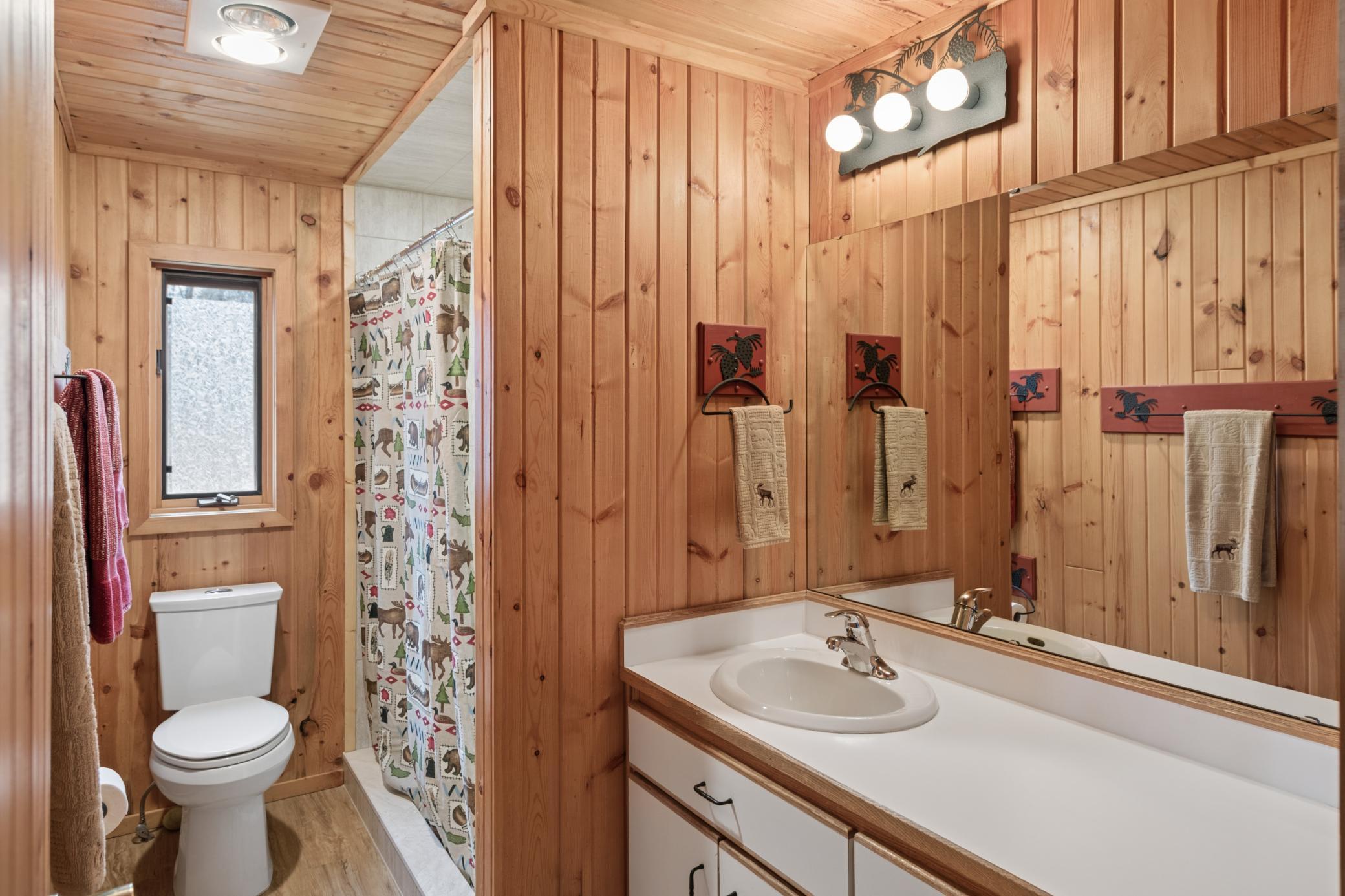 Three quarter bath on main level.