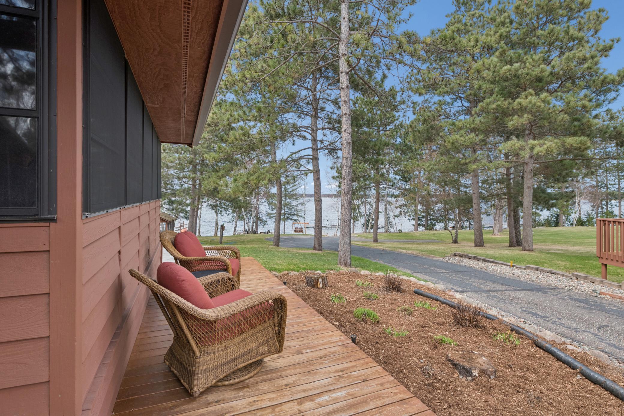 Deck area with chairs to overlook towards the lake