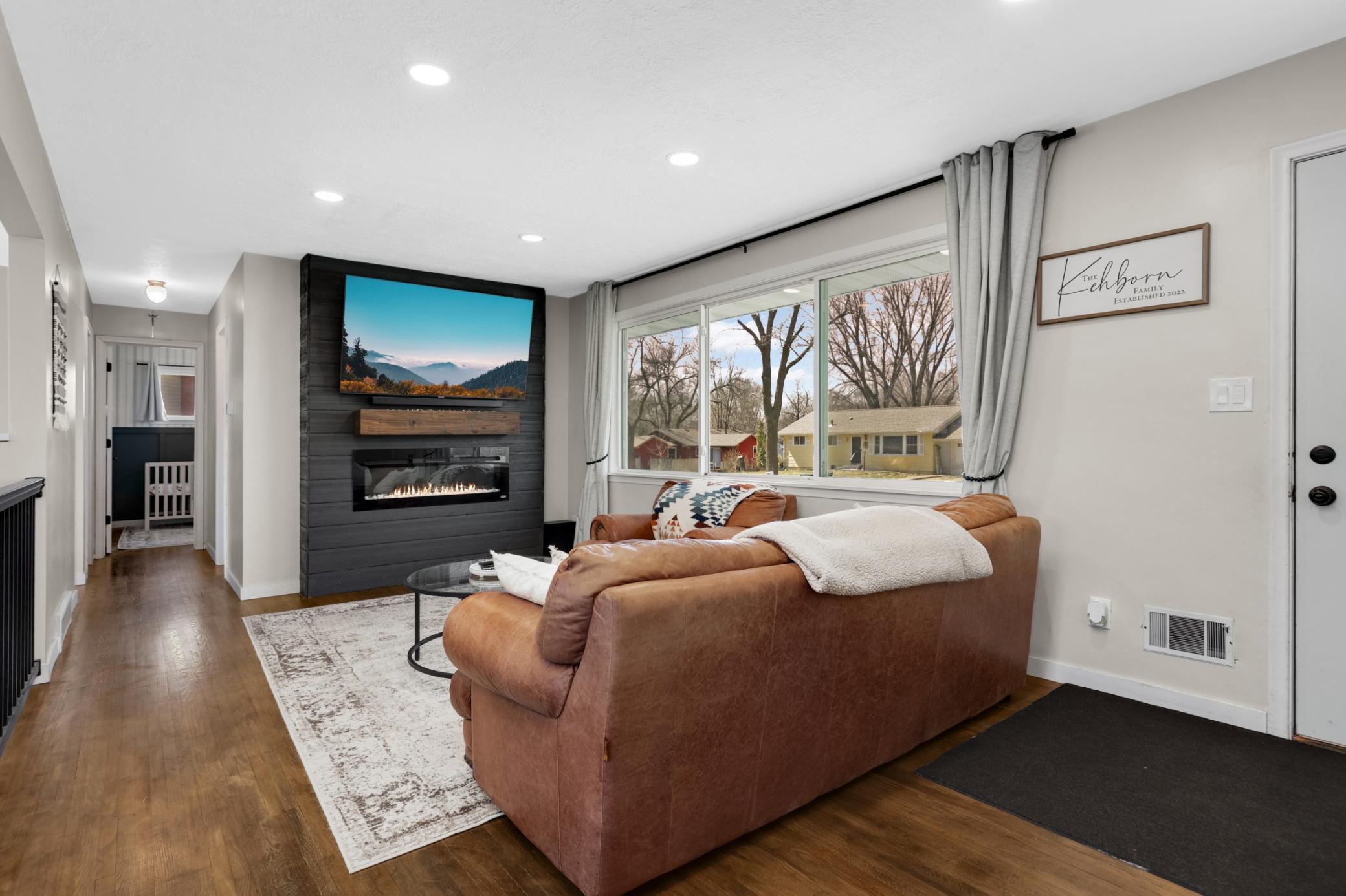 Accent wall with fireplace