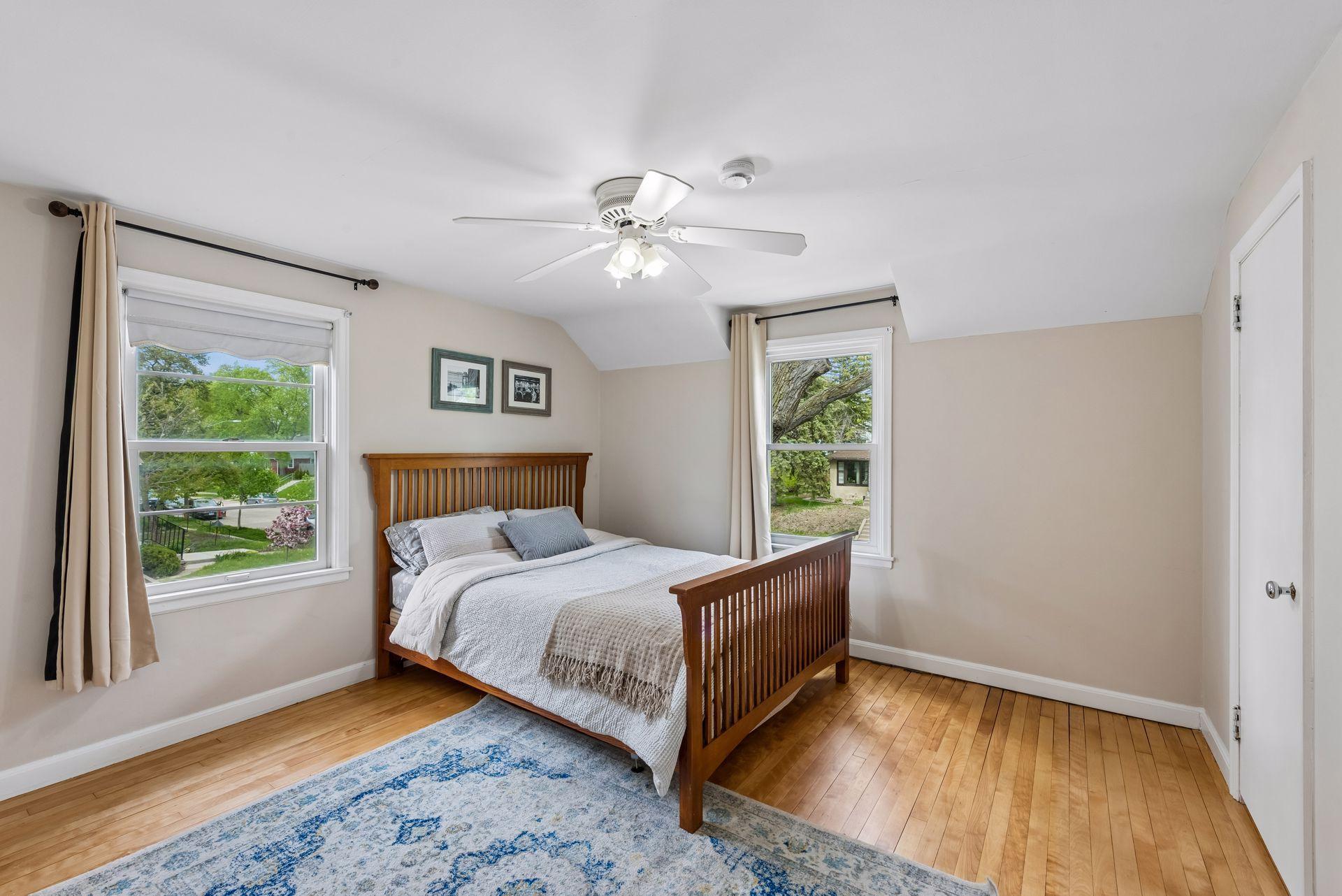 One of three bedrooms on the upper level.