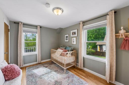 One of three bedrooms on the upper level.