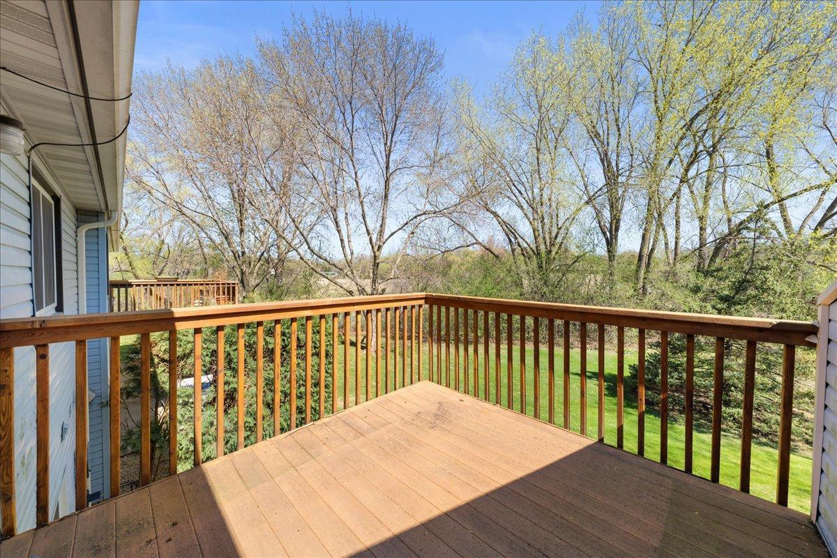 A lovely back yard with trees for privacy