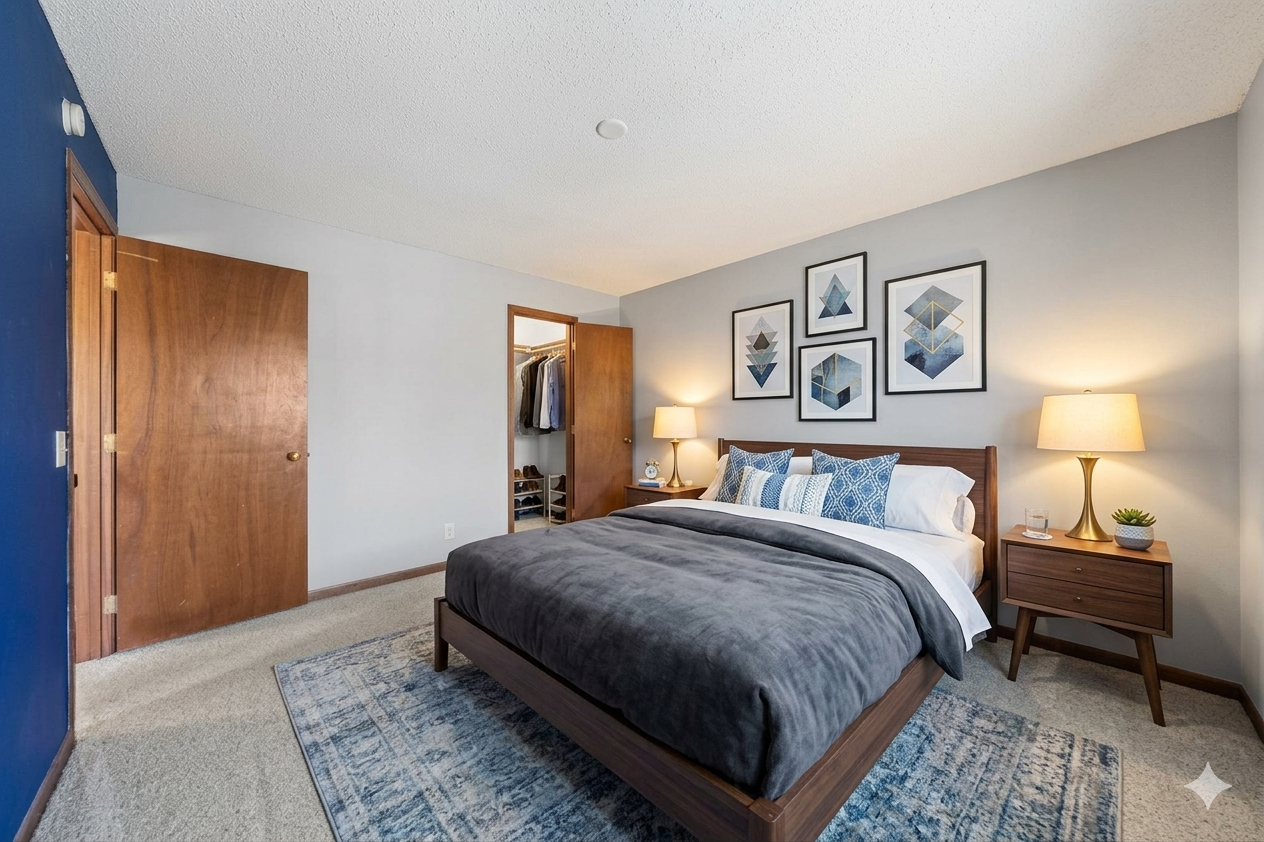 Primary Bedroom is virtually Staged.