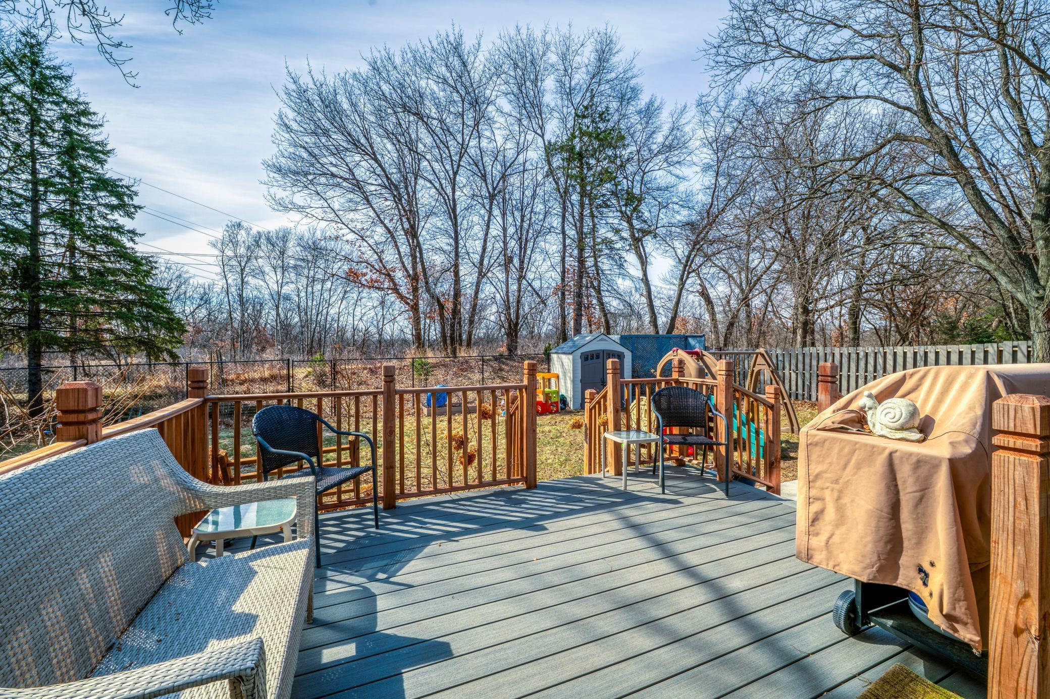 Spacious deck with park preserve views