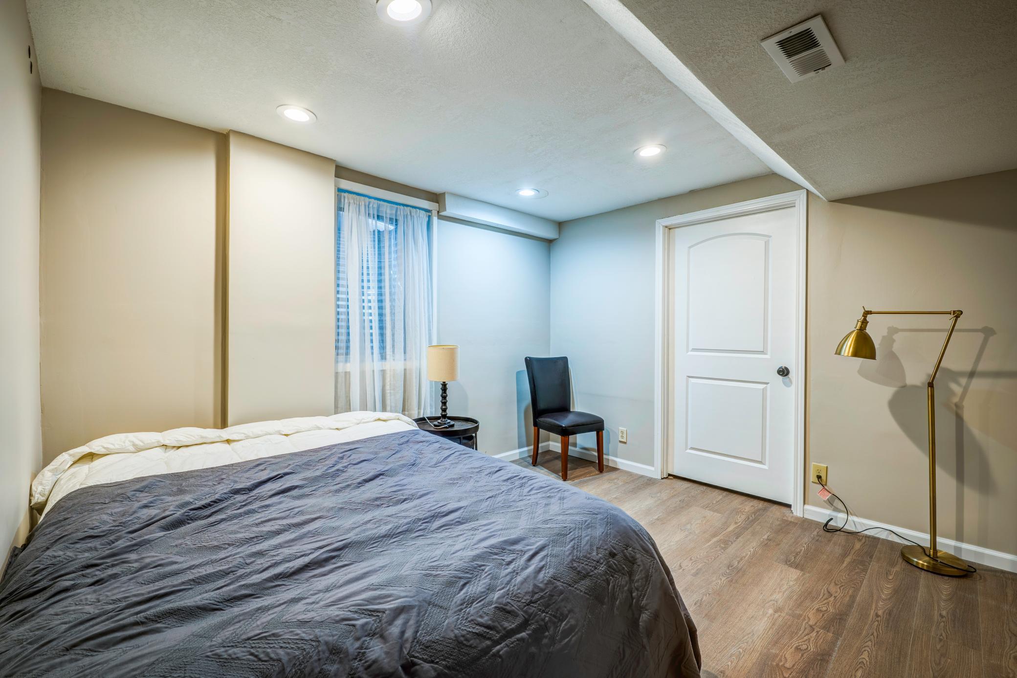 Lower Level Bedroom with washer and dryer