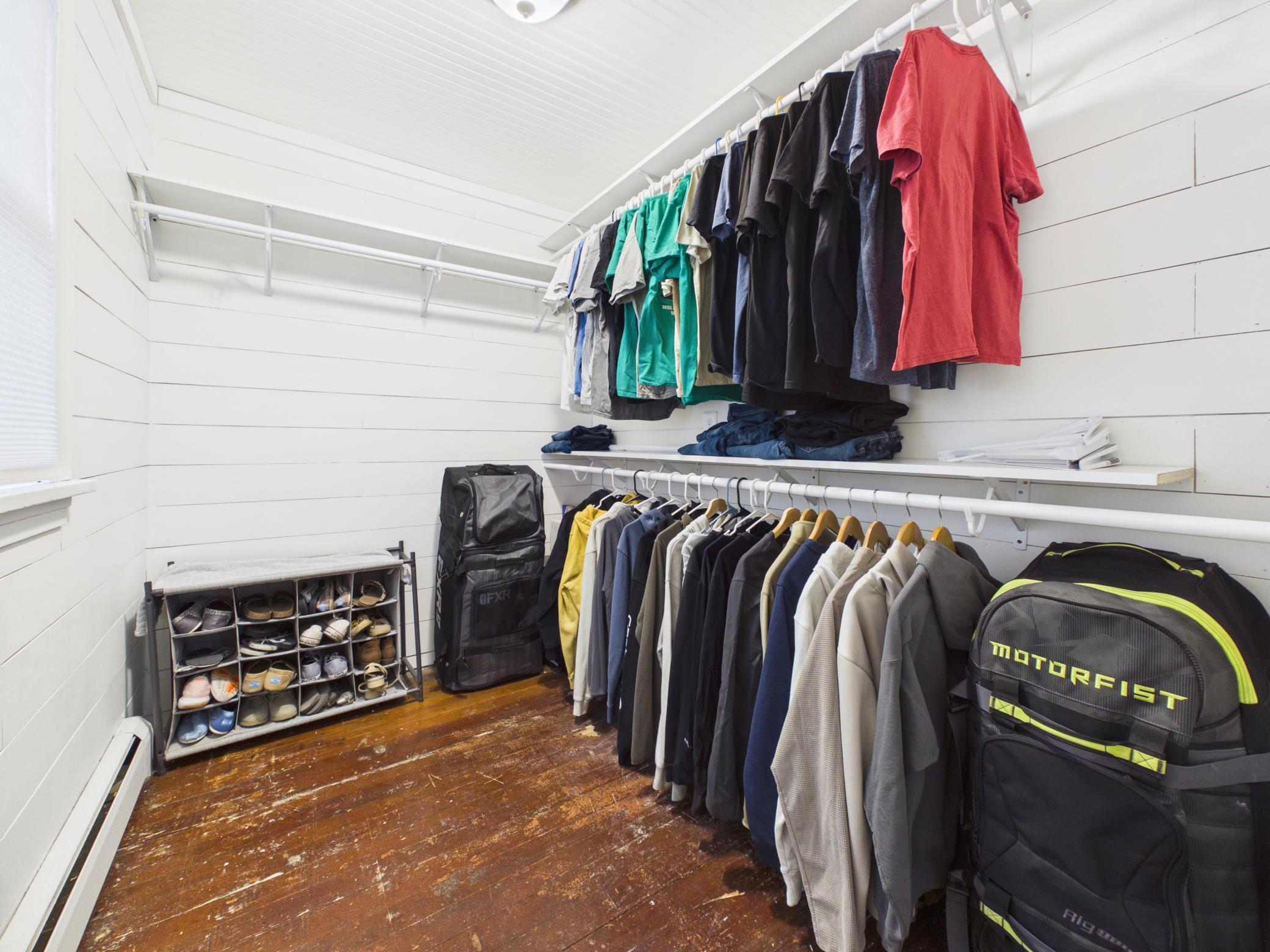 Walk-in closet off the main floor bedroom