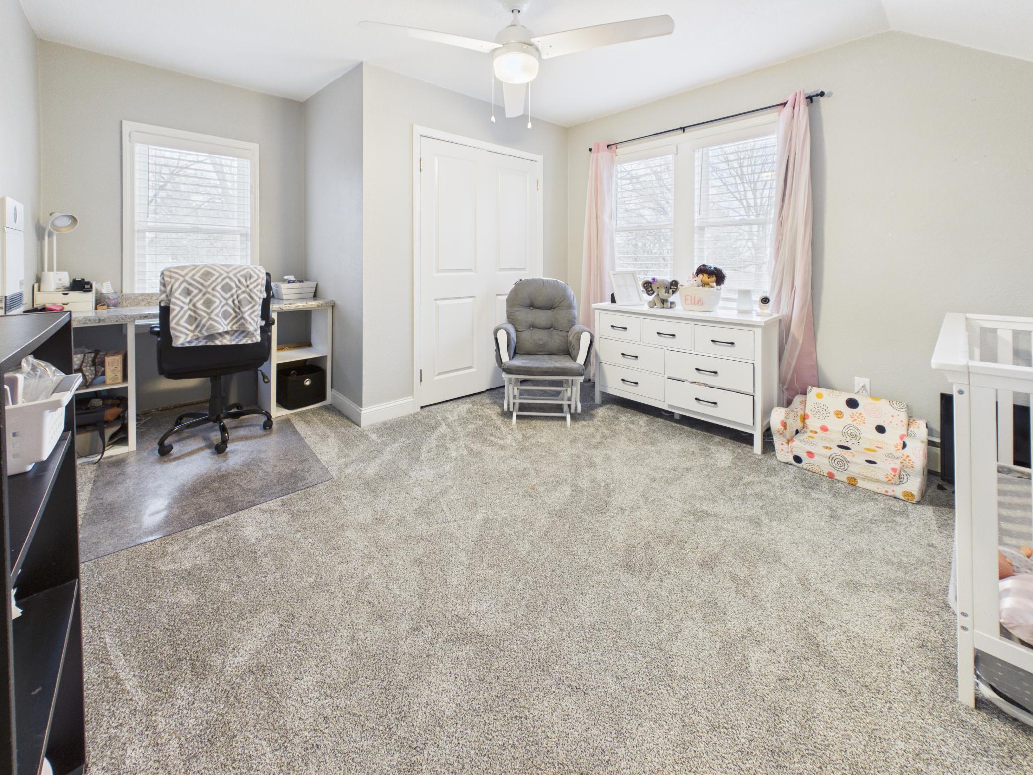 2nd upstairs bedroom with double door closet + desk area