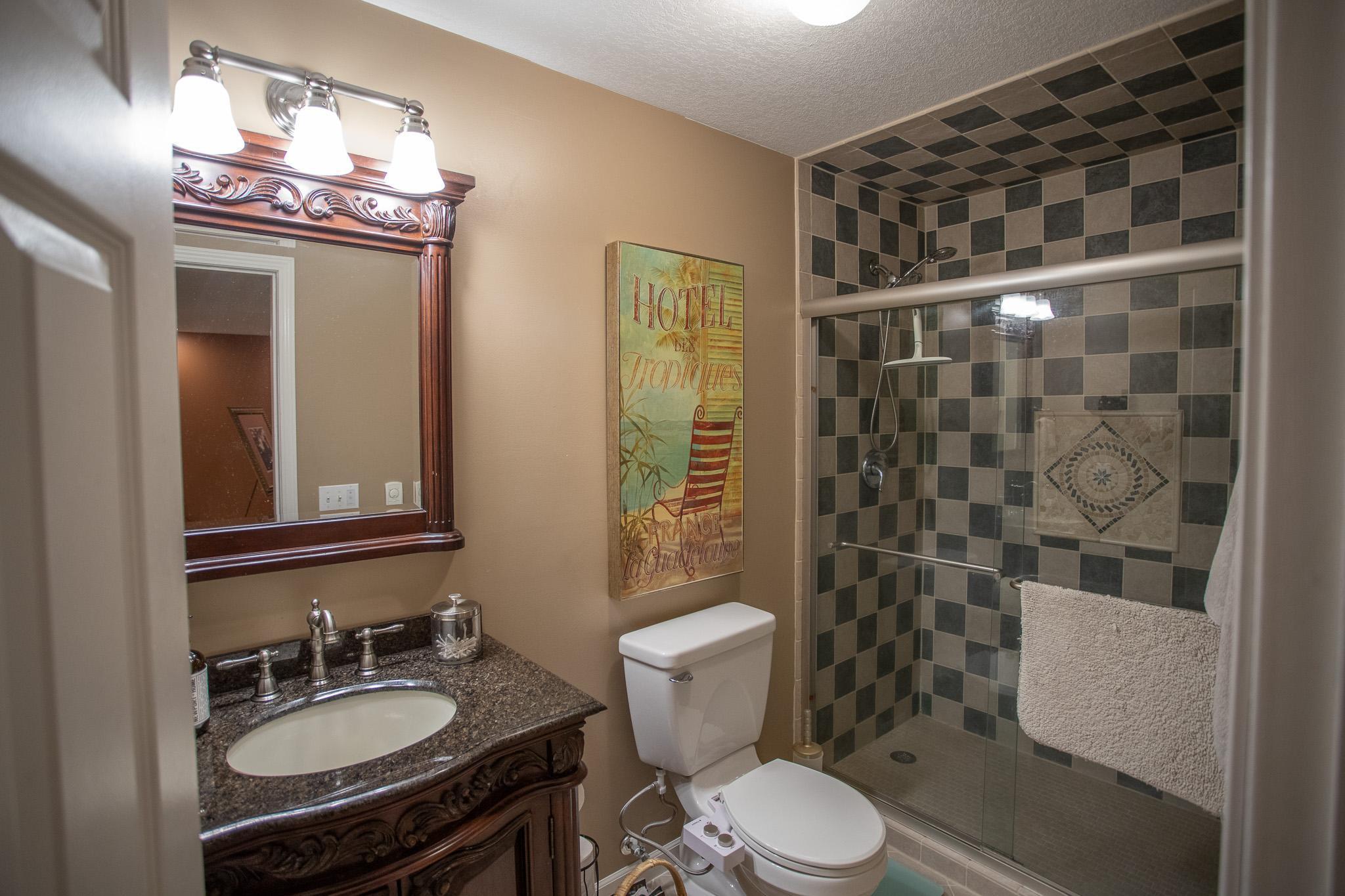 Three-quarter bath in lower level