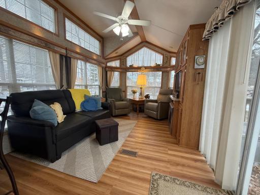 Inside park model enjoy lots of light and high ceilings