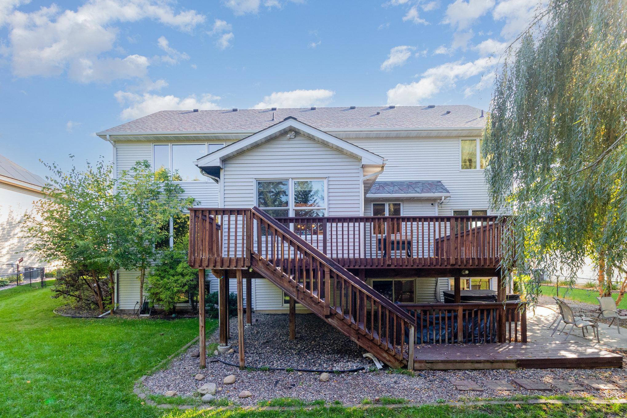 Deck walks down to private patio