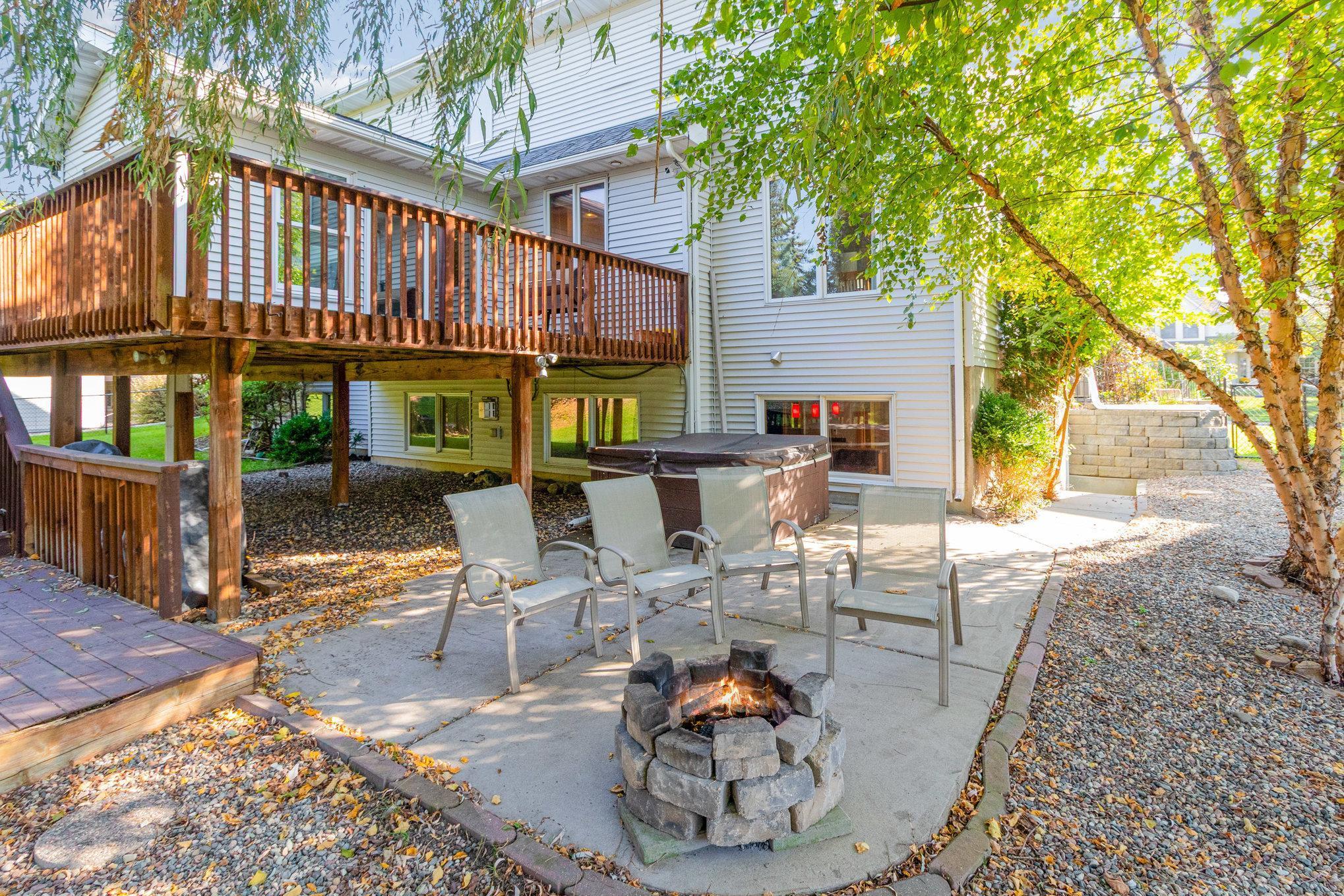 Private patio with fire pit