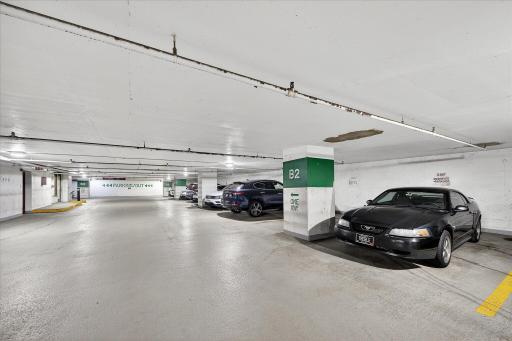 Two designated parking spaces in the heated garage,