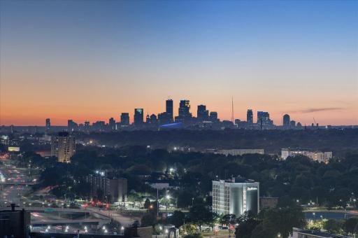 Captivating views in this unique 35th floor condo with true 270 degree views stretching from the Mississippi River to downtown Minneapolis.