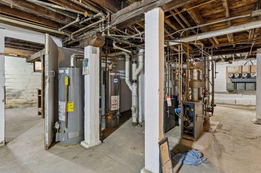 Separate boilers and hot water heaters each unit