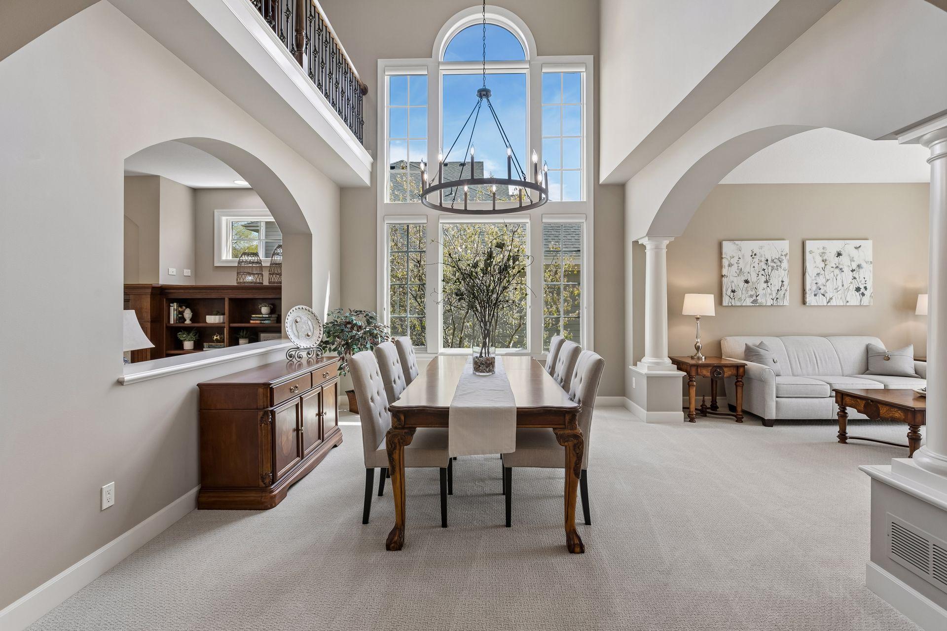 Stunning two-story windows in the formal dining room