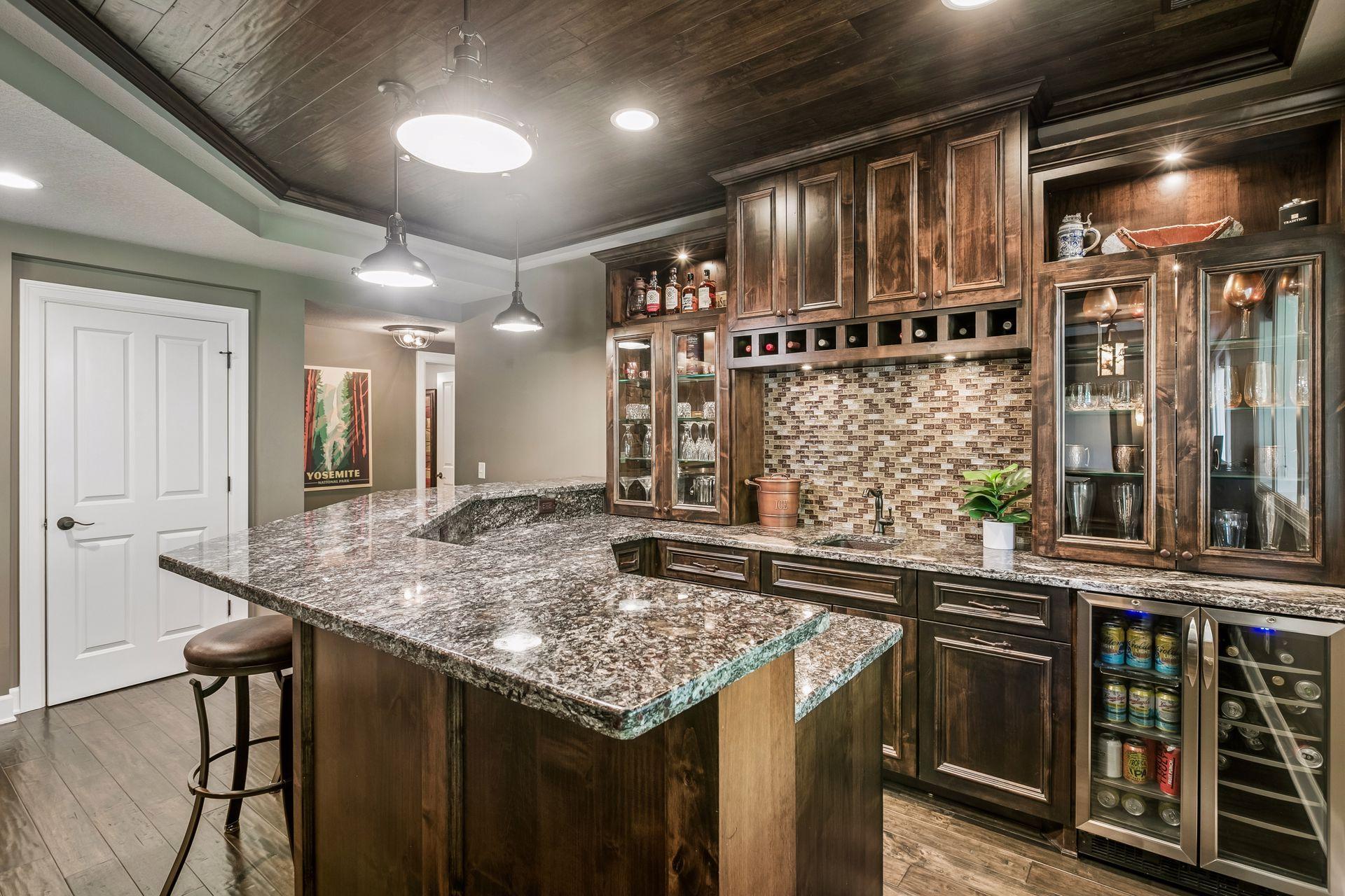 Gorgeous wet bar with two beverage refrigerators