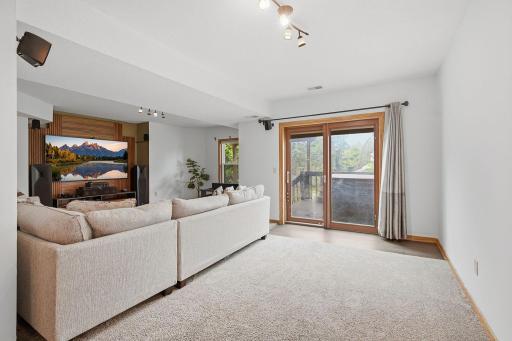 Walkout lower level with sliding door access to the patio and hot tub